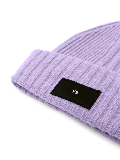 Y-3 logo-patch ribbed-knit beanie outlook