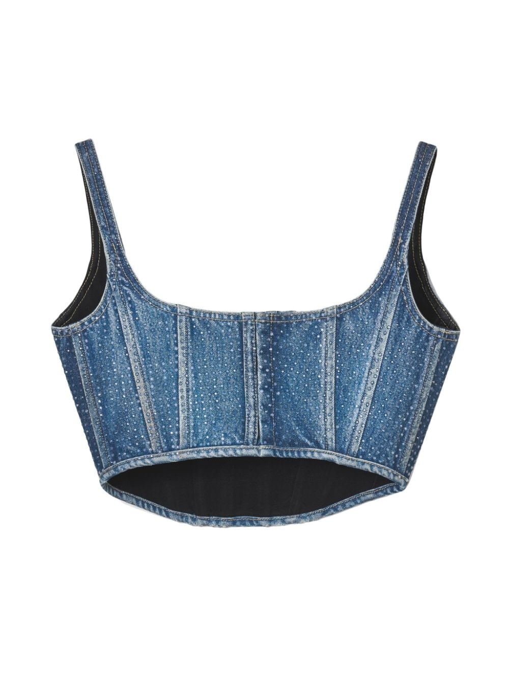 crystal-embellished denim corset - 6