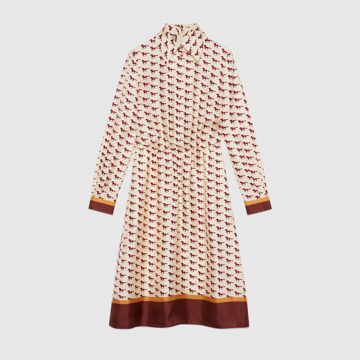 Diagonal horses print silk dress - 1