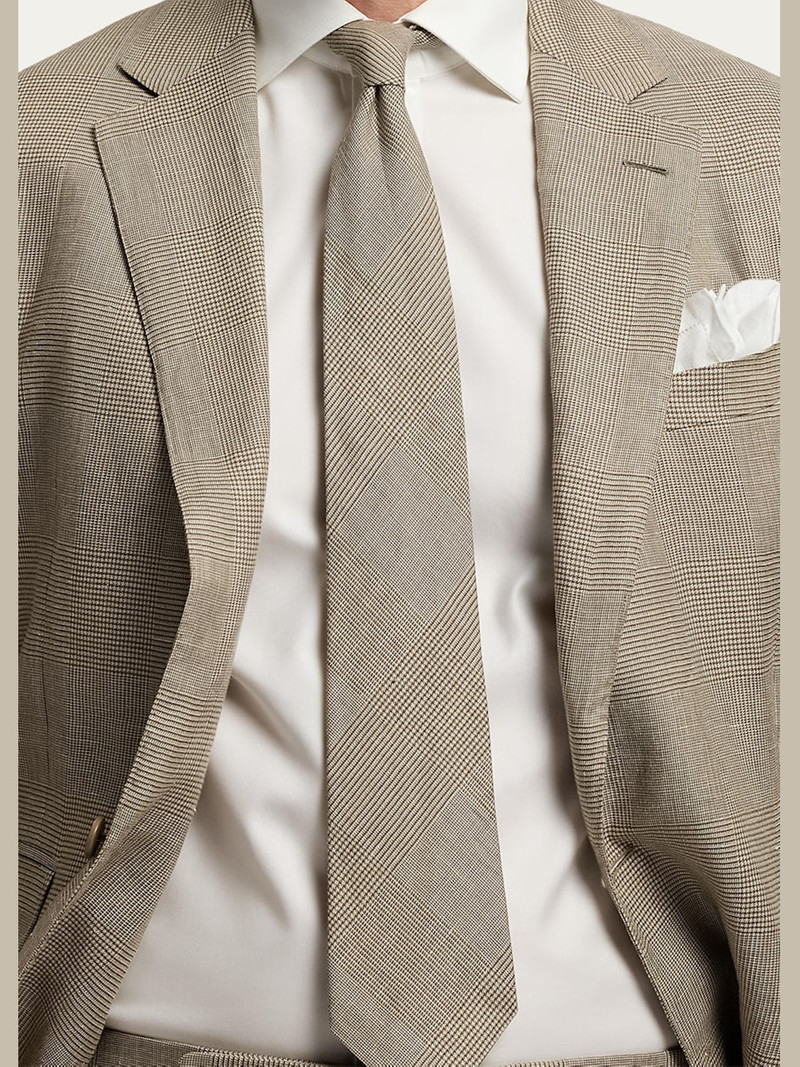 Ralph Lauren Men's Linen and Mulberry Silk Glen Plaid Tie outlook