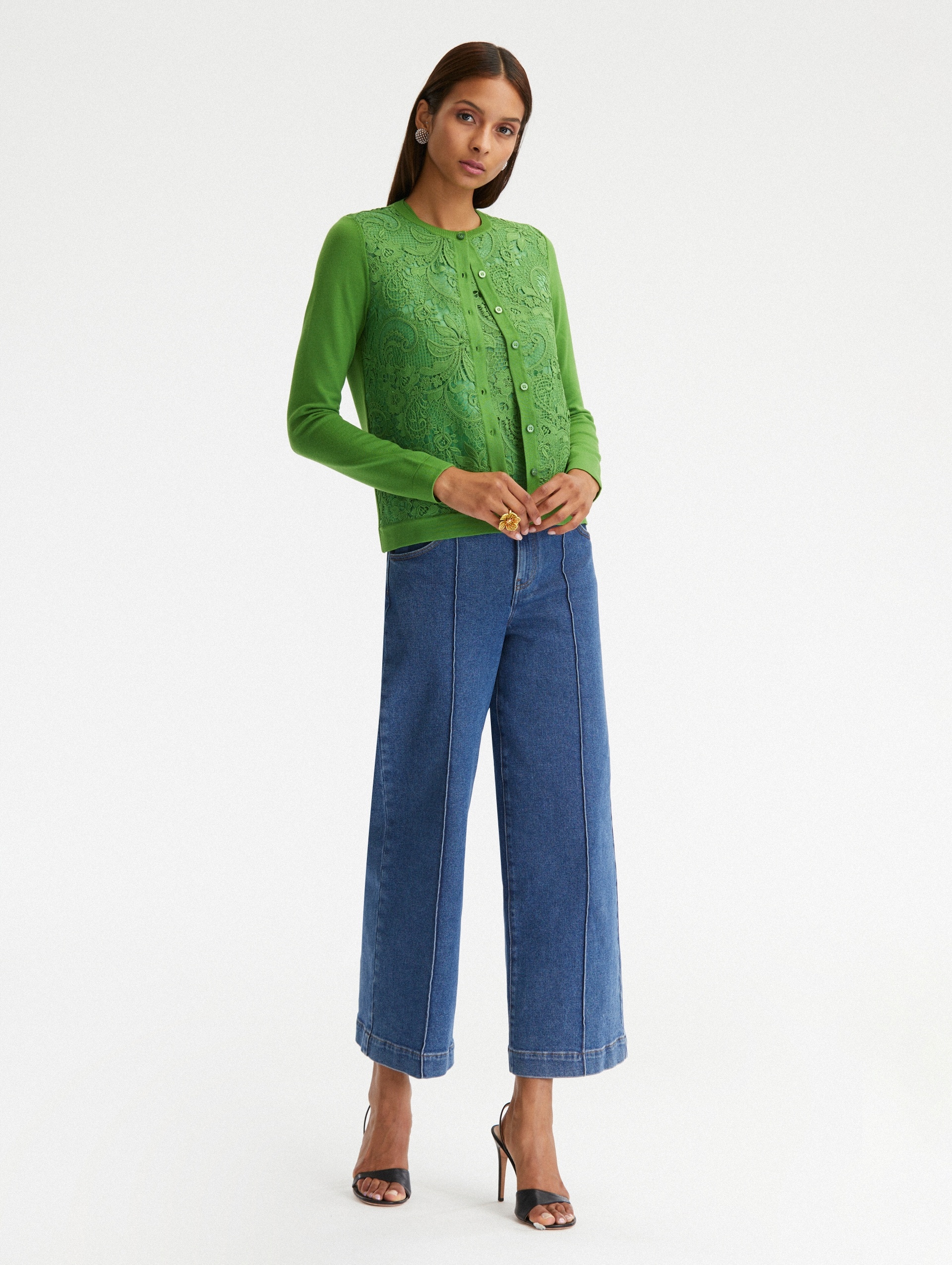 CORDED SCROLL GUIPURE LACE CARDIGAN - 3