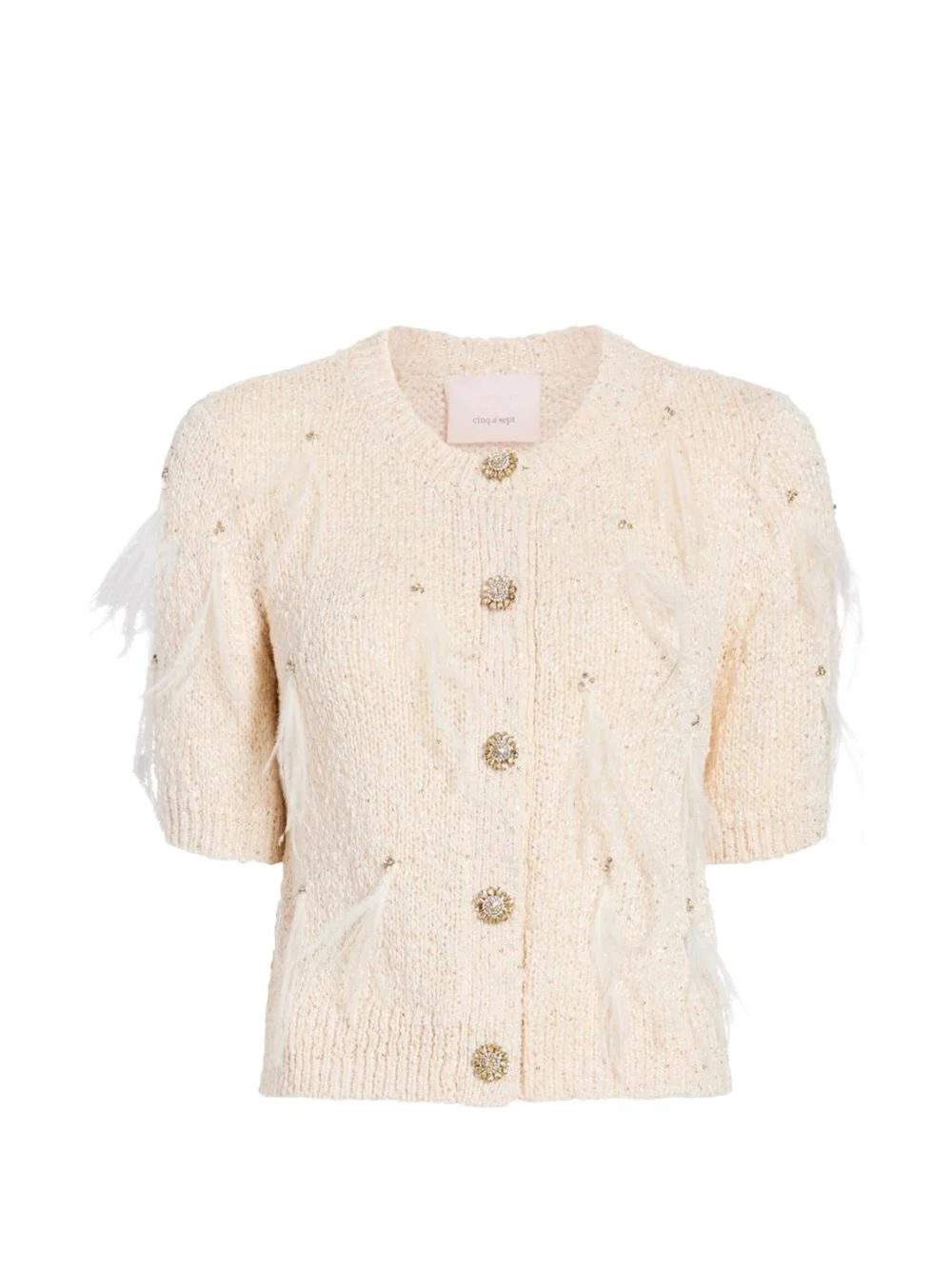 Coralie sequin-embellished feather cardigan - 1