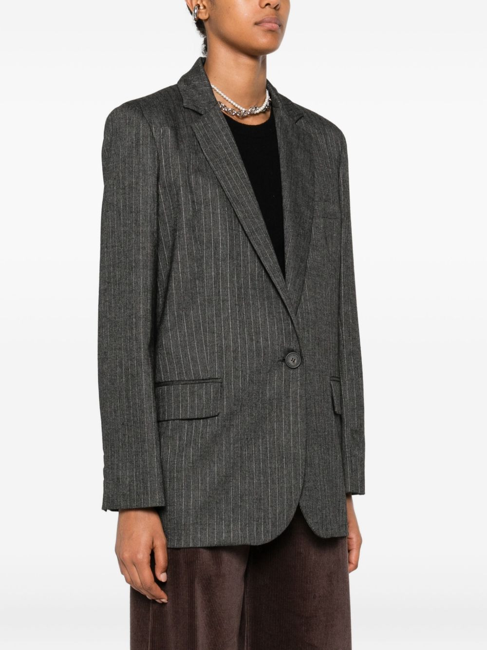 pinstripe single-breasted blazer - 3