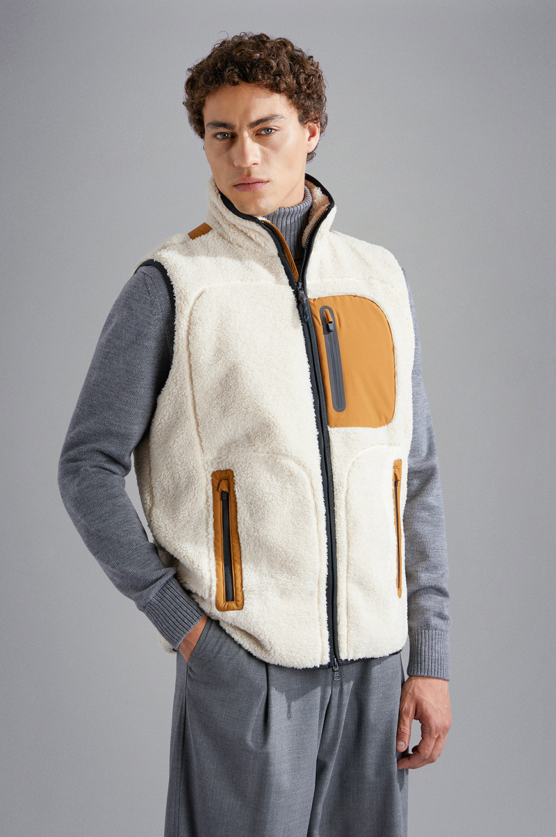TEDDY FLEECE VEST WITH TECHNICAL FABRIC INSERTS 8