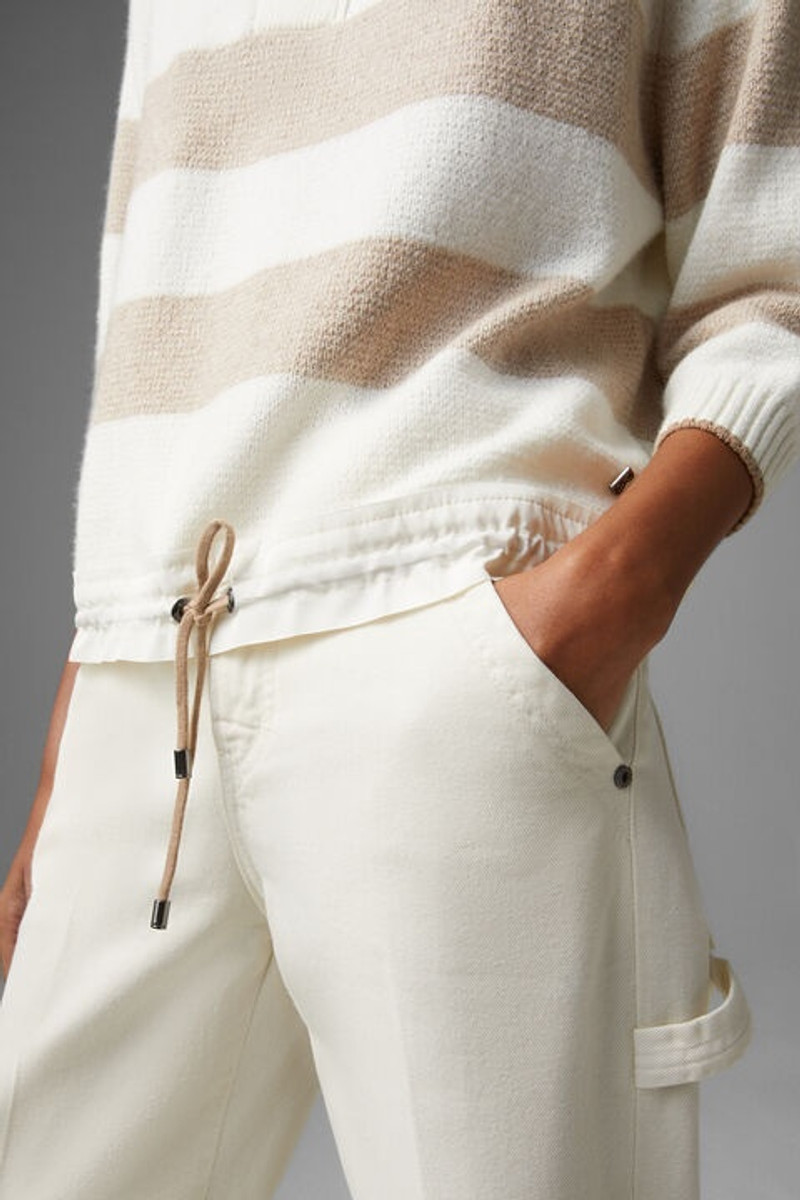 Dora half-zippered knit sweater in Off-white/Beige 5