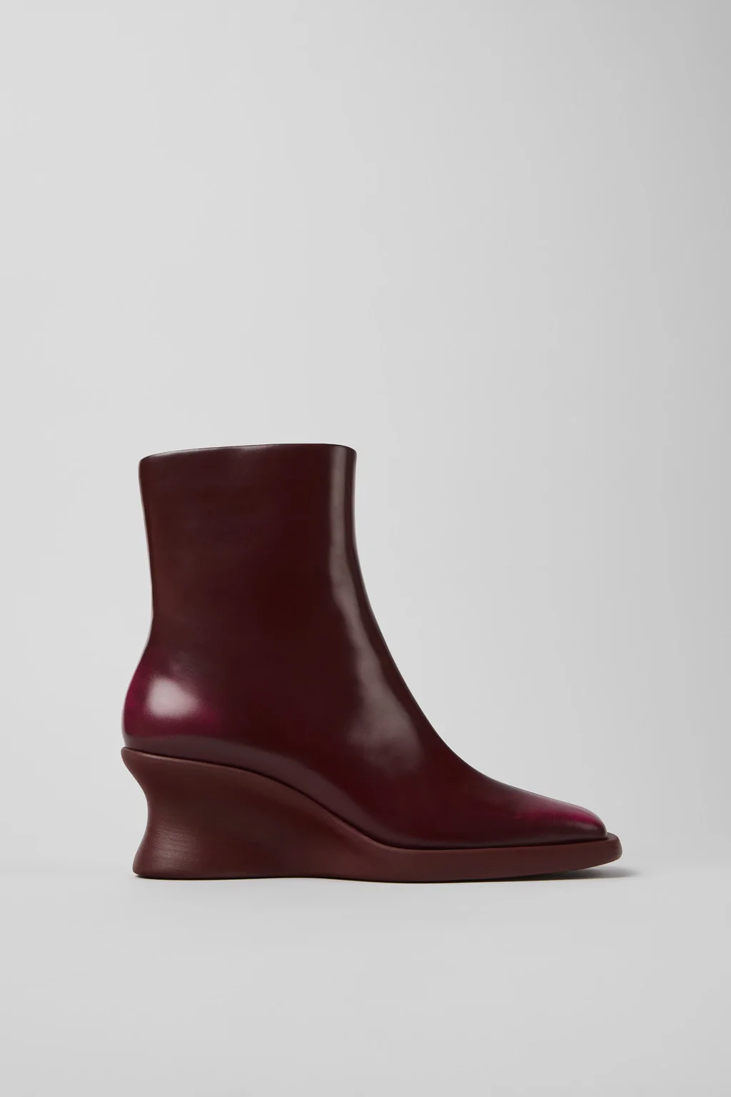 Louise Burgundy Leather Ankle Boots for Women. - 1