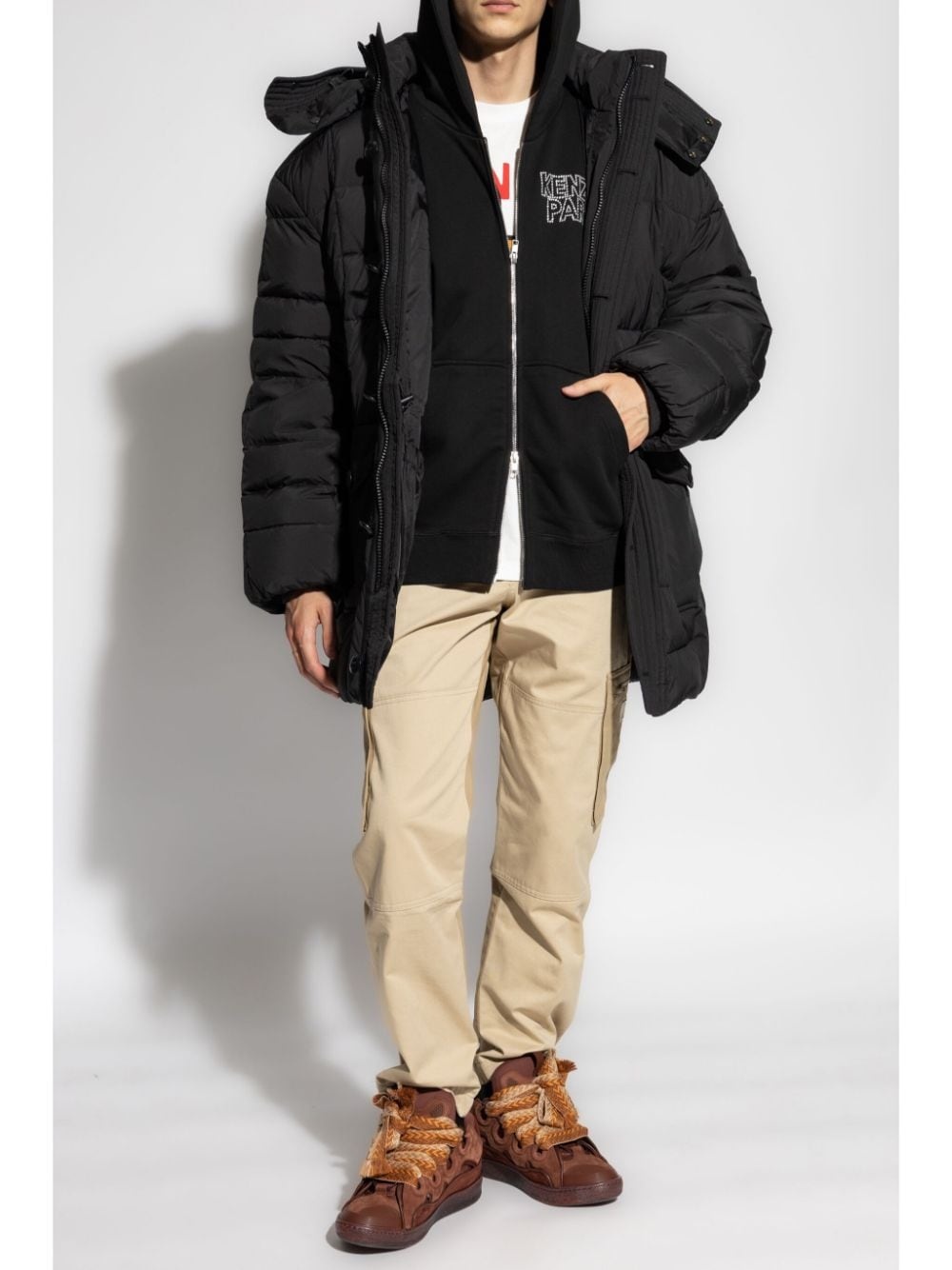 slouch-hood padded jacket - 2