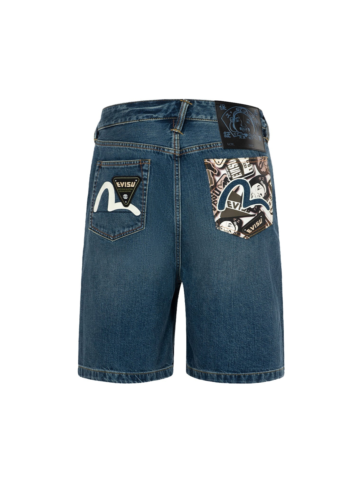 ALLOVER GODHEAD PRINT AND SEAGULL EMBROIDERY RELAX FIT DENIM SHORTS - 9