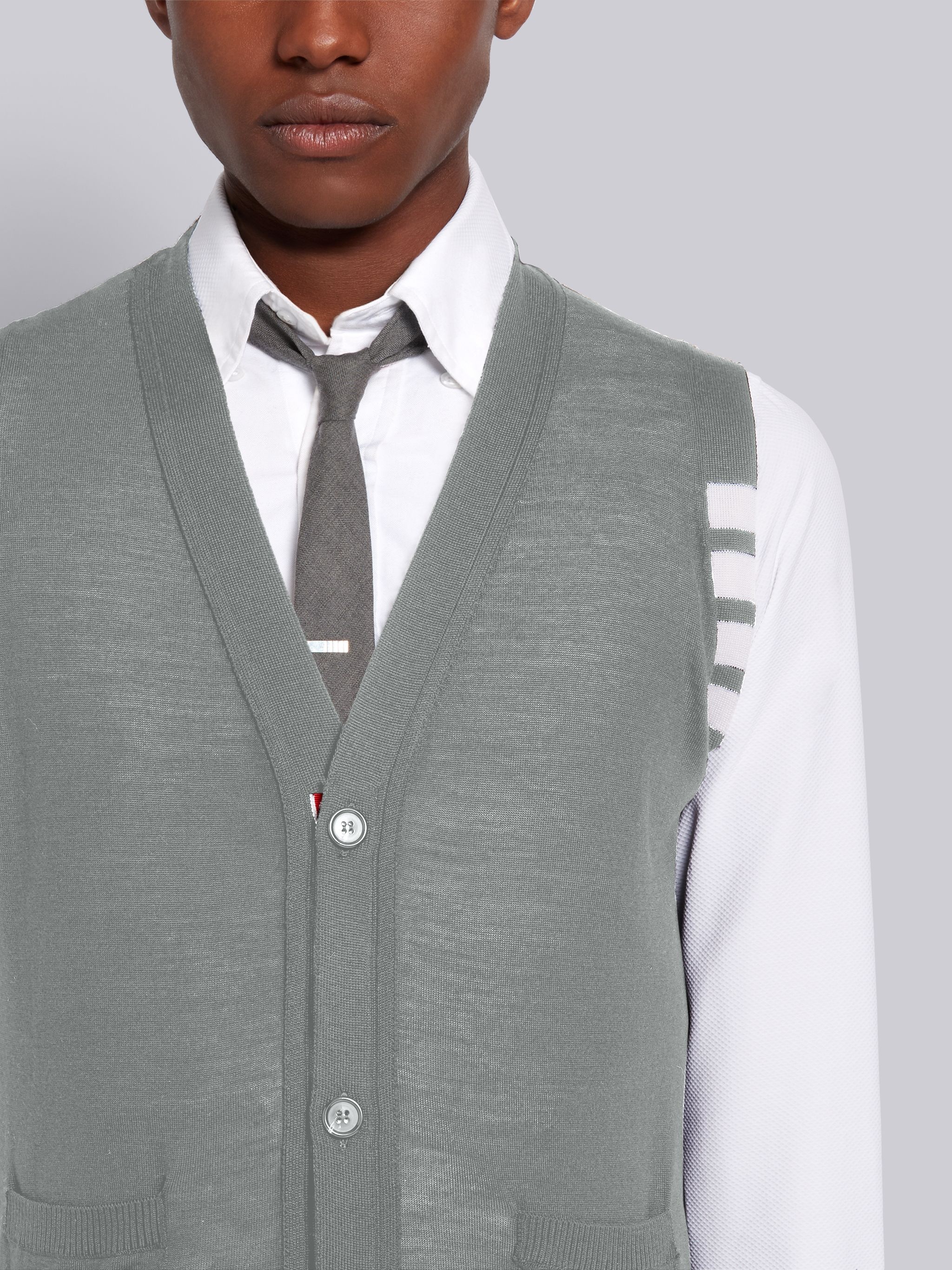 knitted 4-Bar V-neck vest - 5