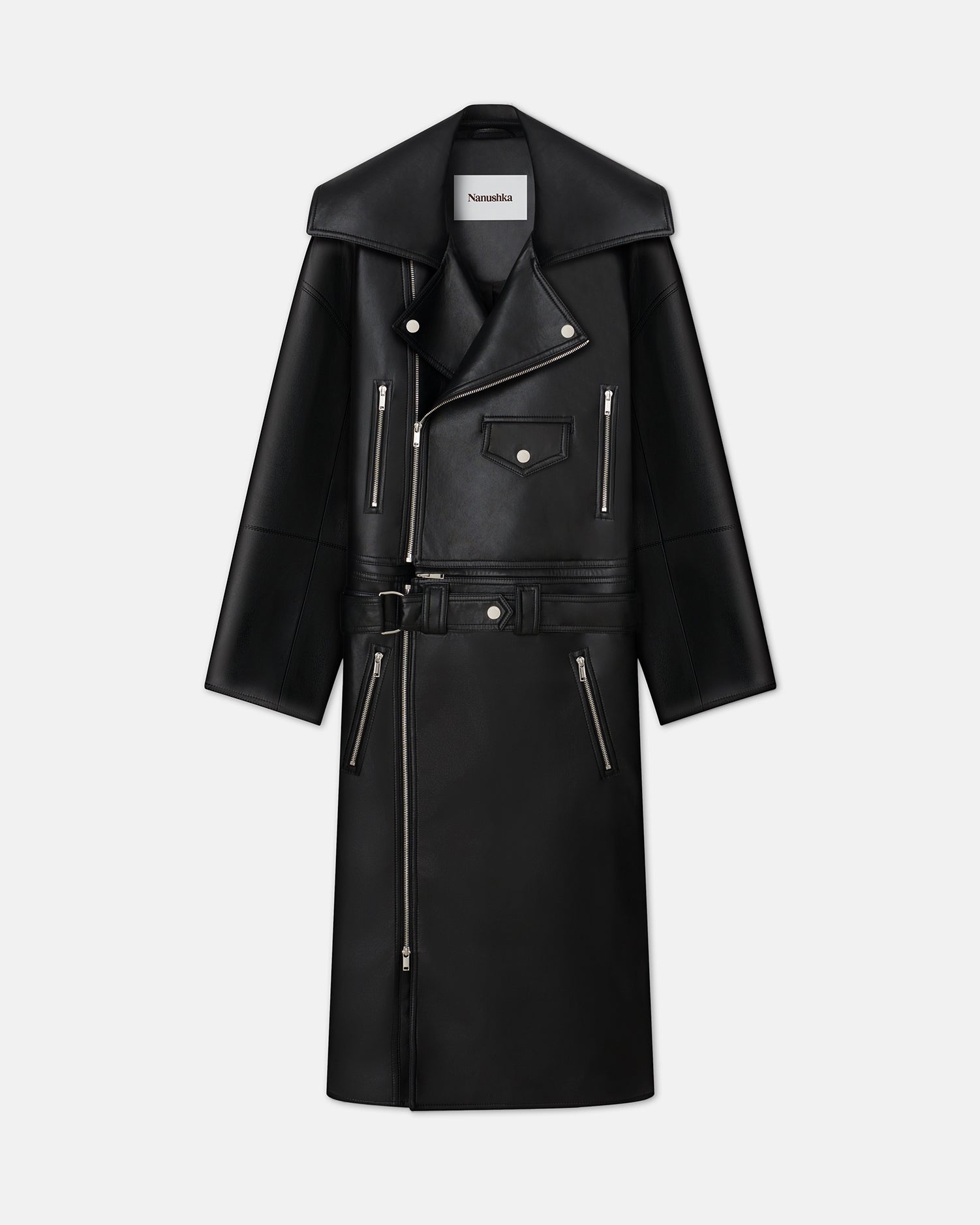 コート nanushka Black synthetic leather Liesel coat Nanushka Liesel coat in synthetic leather | The Fashion Square