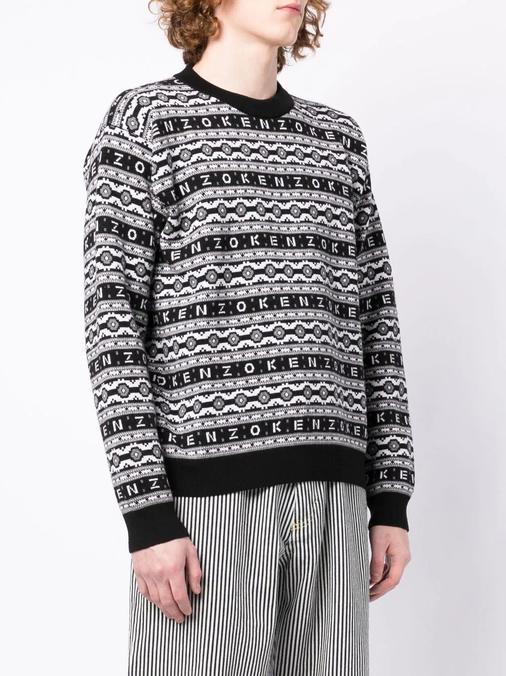 logo-jacquard wool jumper - 3