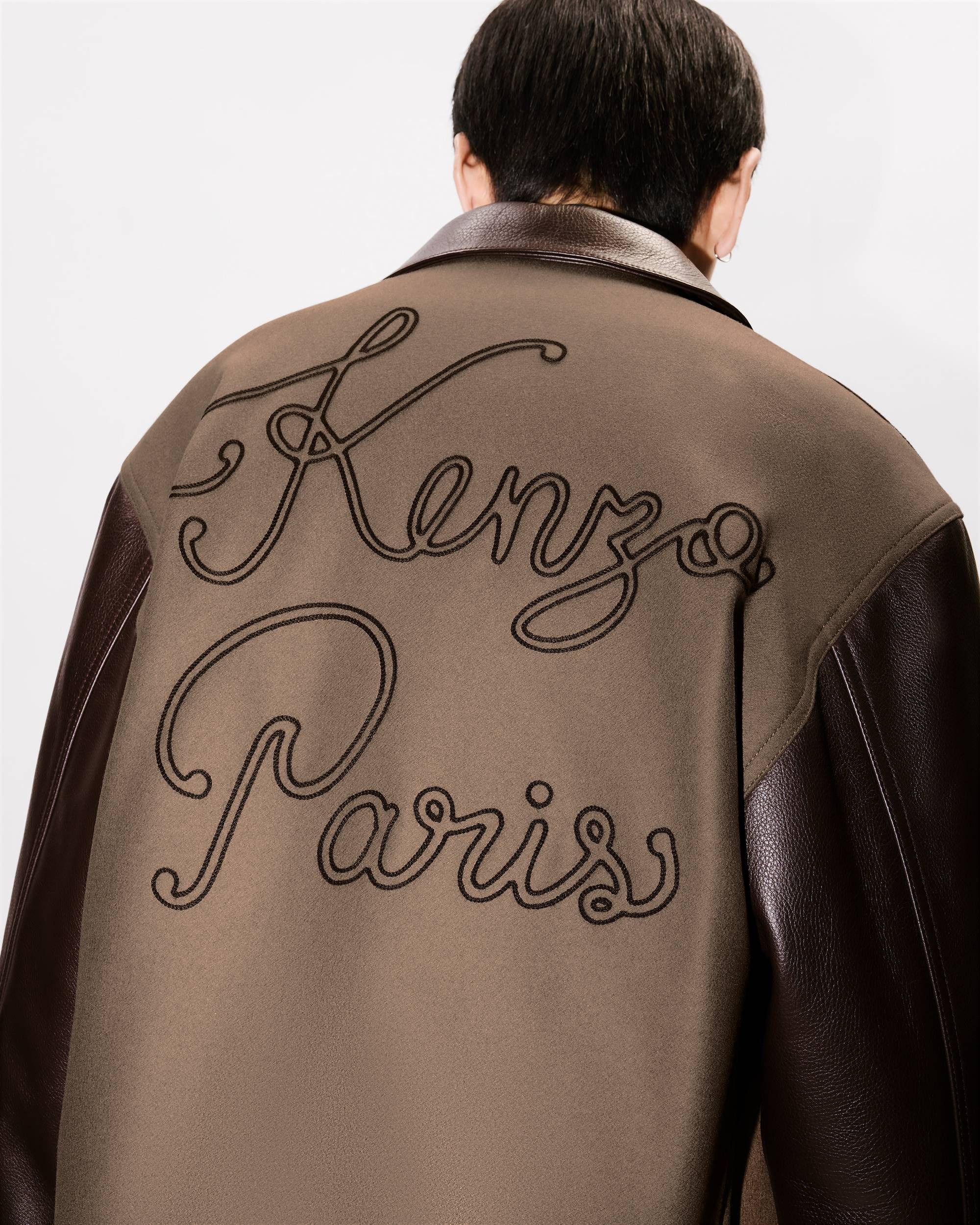 'KENZO Paris Chainstitch' genderless blouson in wool and leather - 14