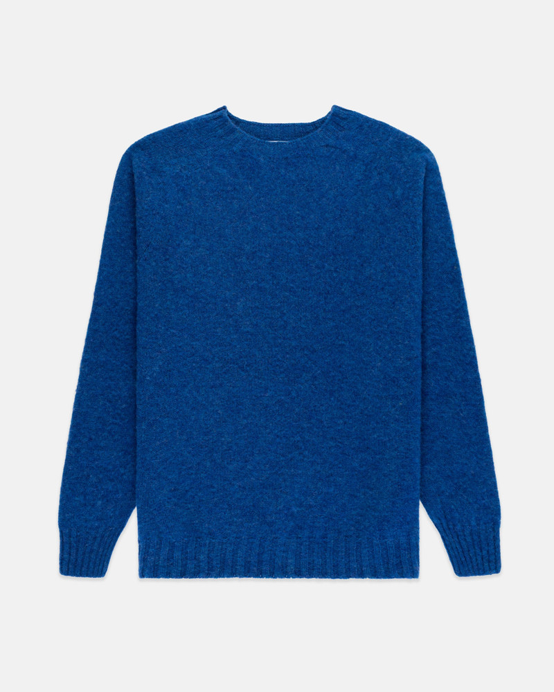 MADE-IN-SCOTLAND MEDIUM BLUE SHAGGY DOG SWEATER  - TRIM FIT 2