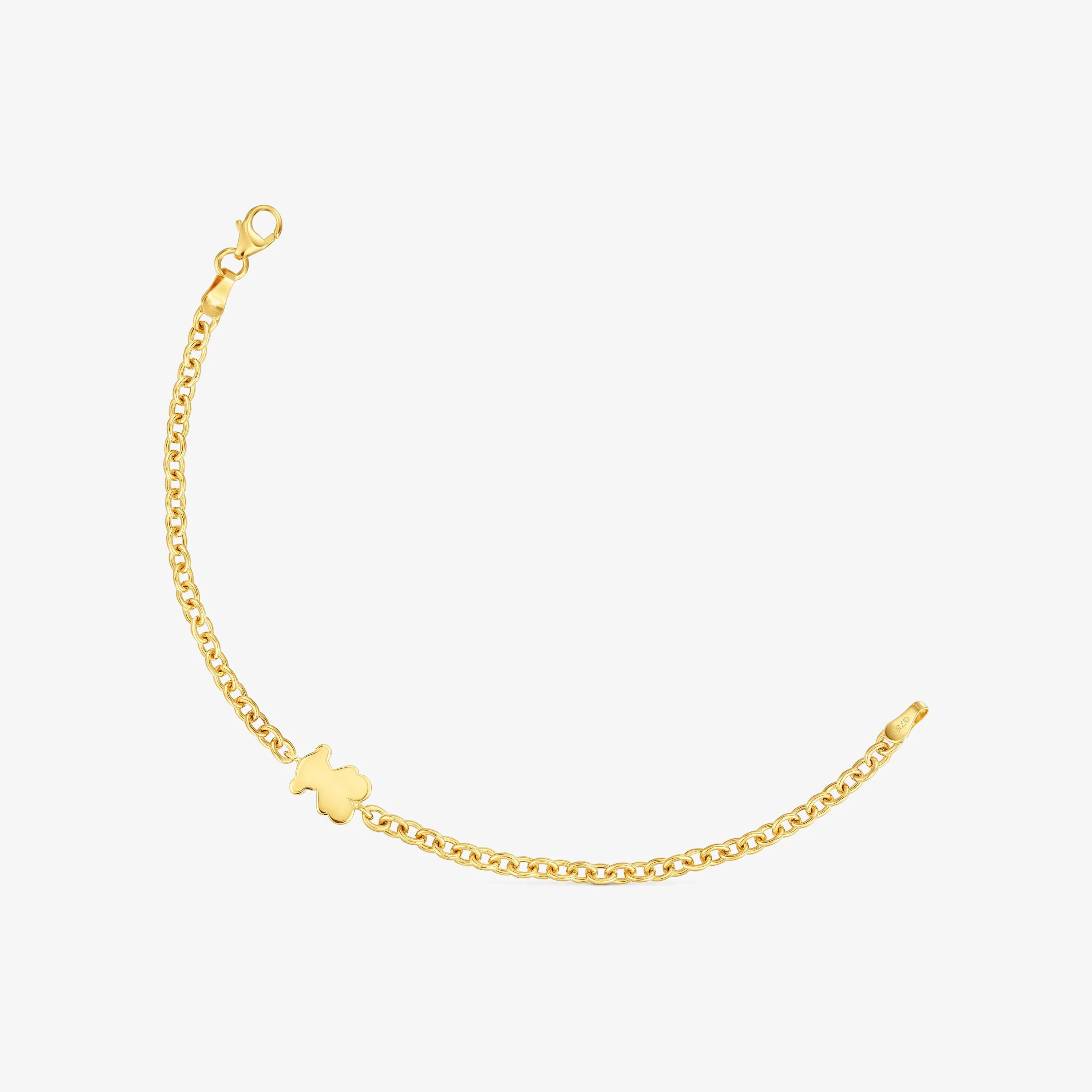 10mm 18K solid gold chain Bracelet with bear charm Sweet Dolls - 1