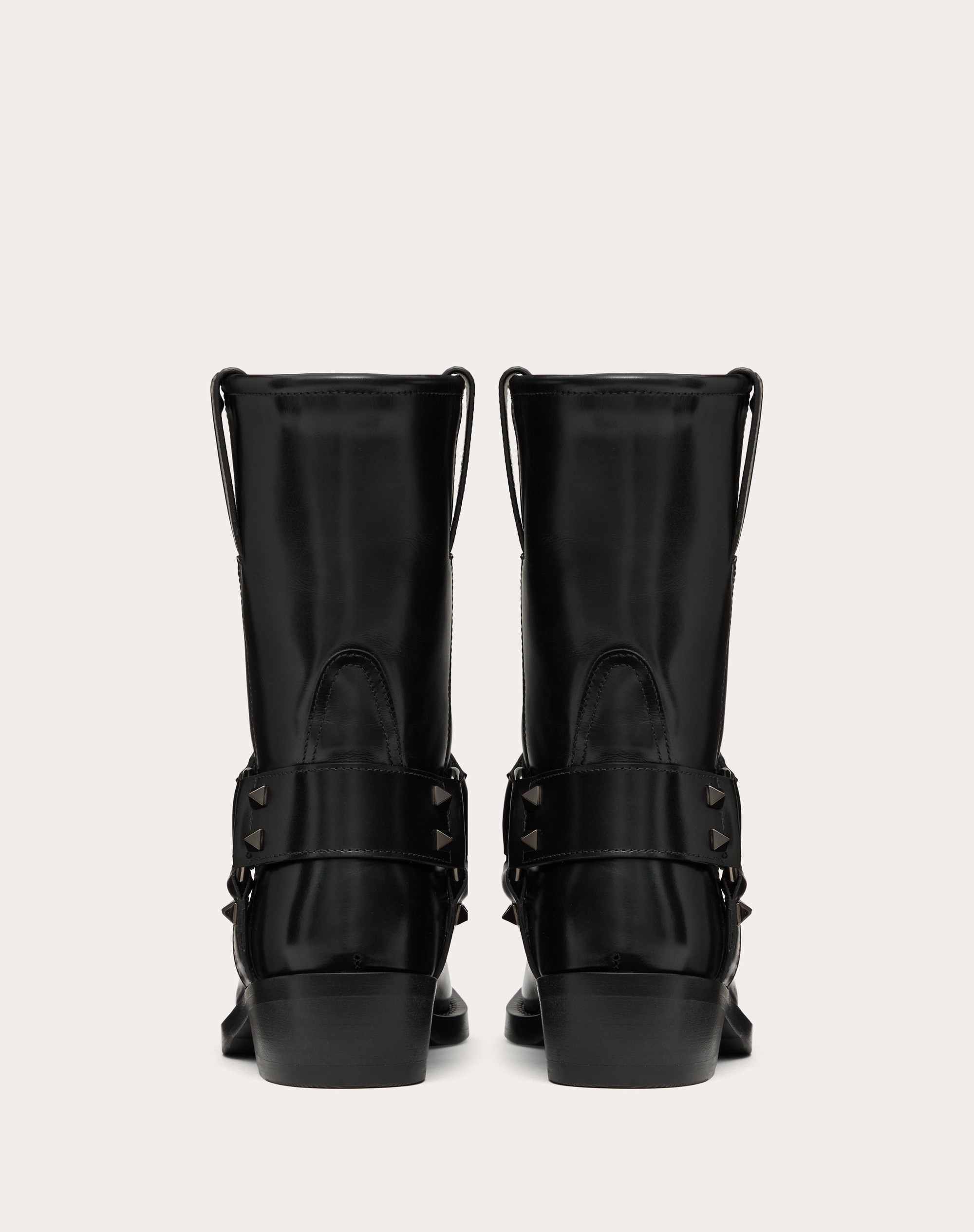 ROCKSTUD CALFSKIN BIKER ANKLE BOOT 40MM - 3