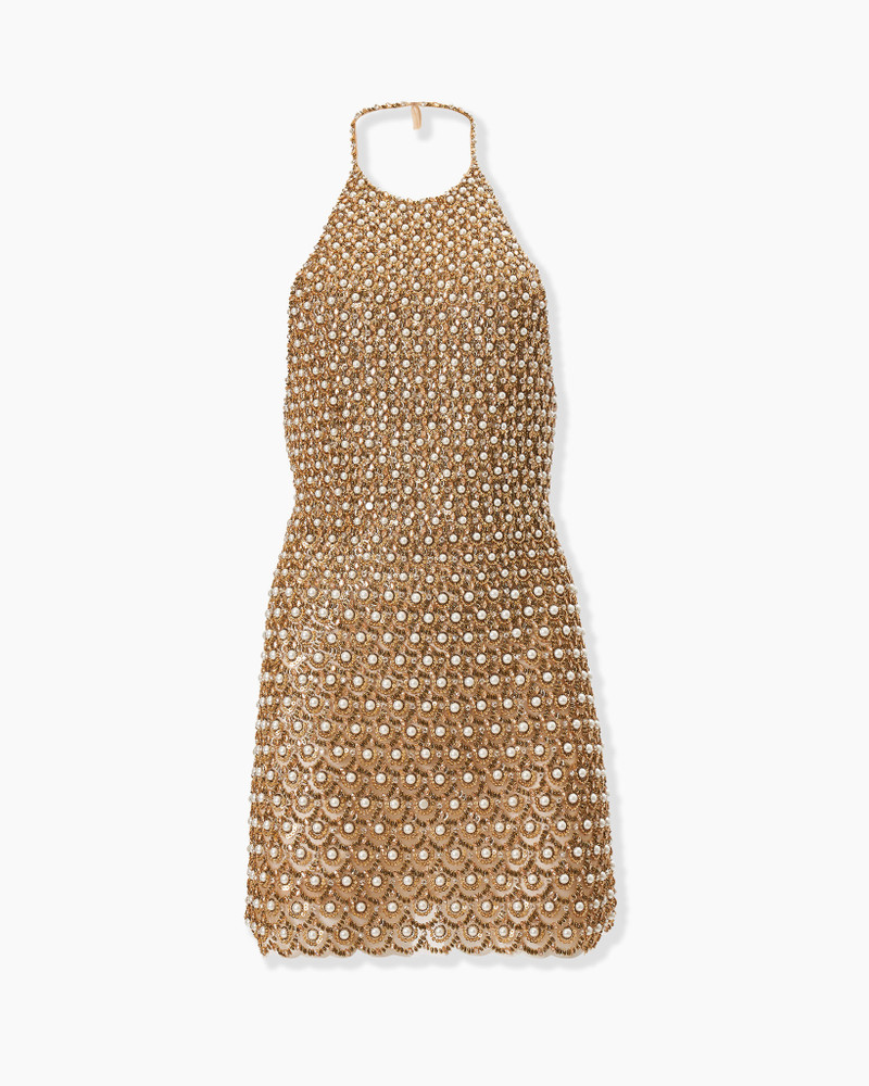 Gold Embellished Halterneck Mini Dress 1