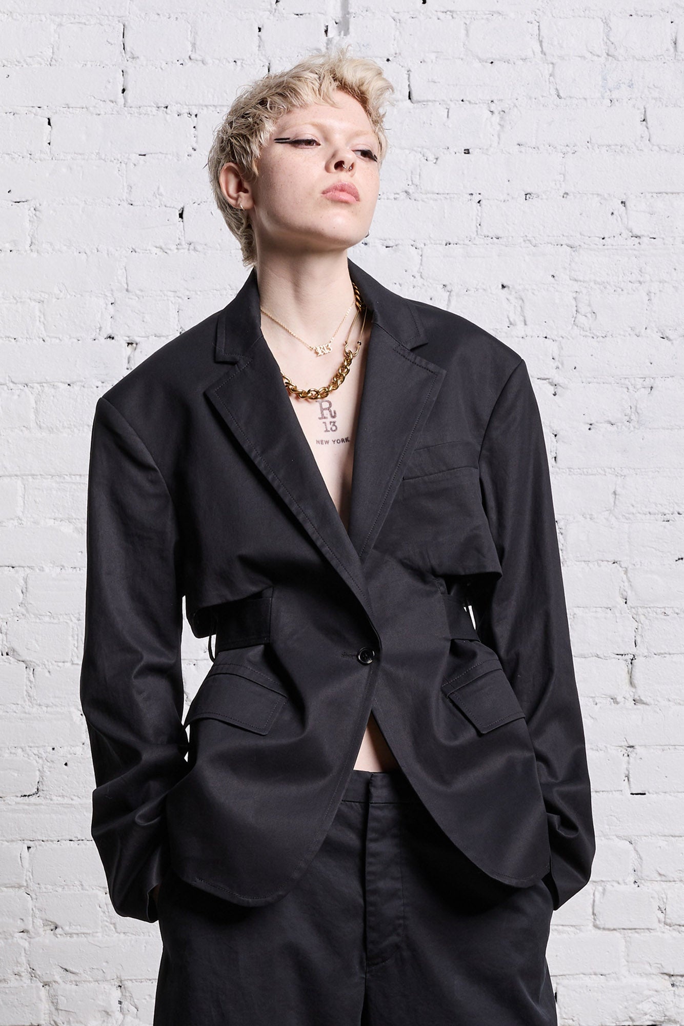 TRENCH VENT BLAZER - BLACK - 1