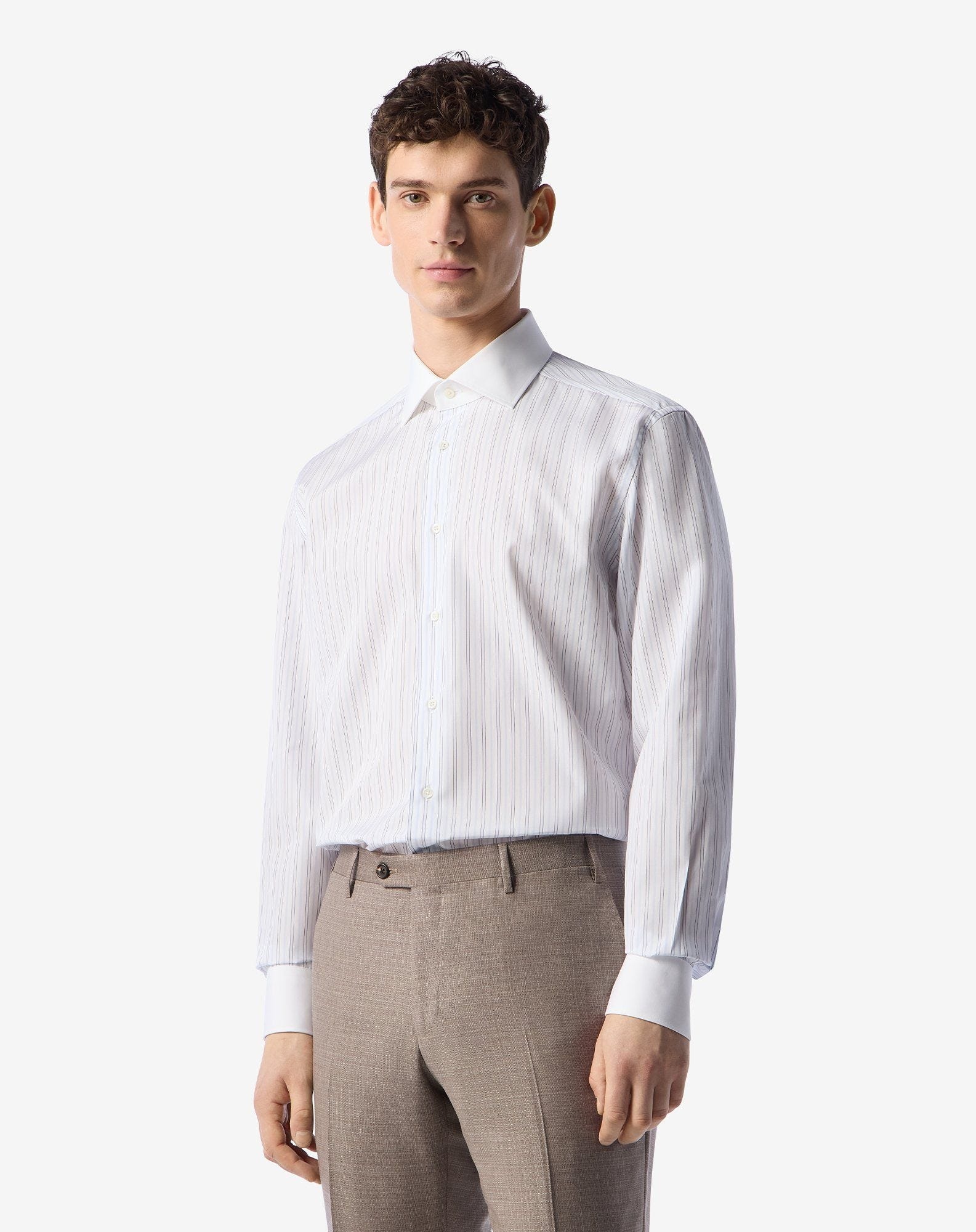 Cotton shirt with white/blue stripes - 2