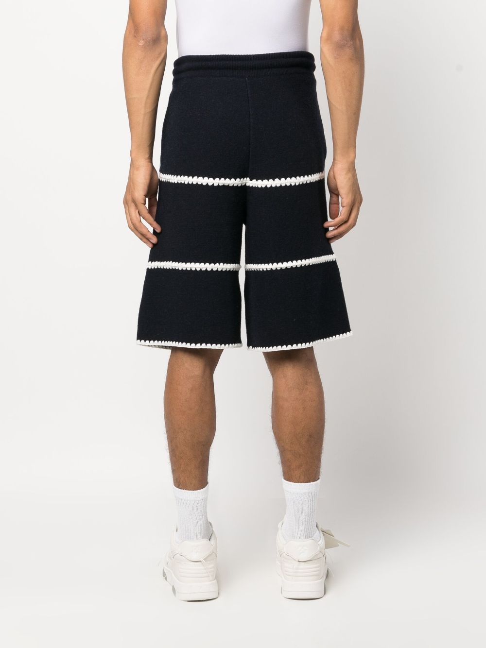 monogram-embroidered wool-blend shorts - 4