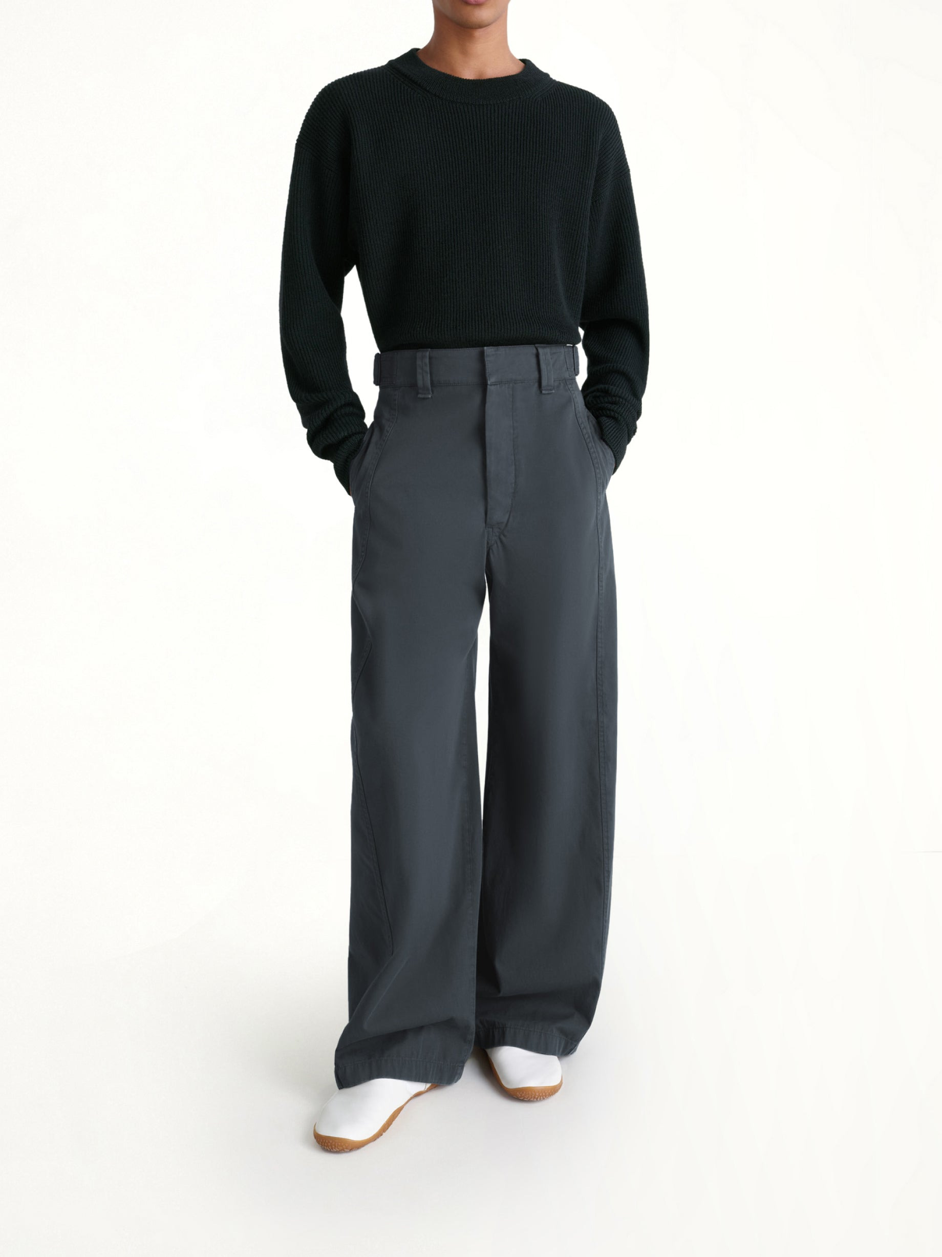 Boxy Round Neck Sweater in Black - 4