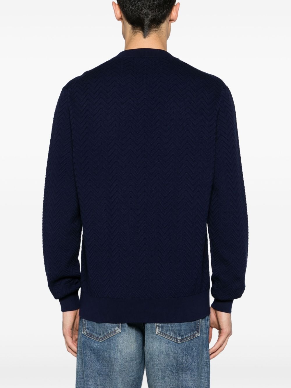 zigzag-woven cotton jumper - 4