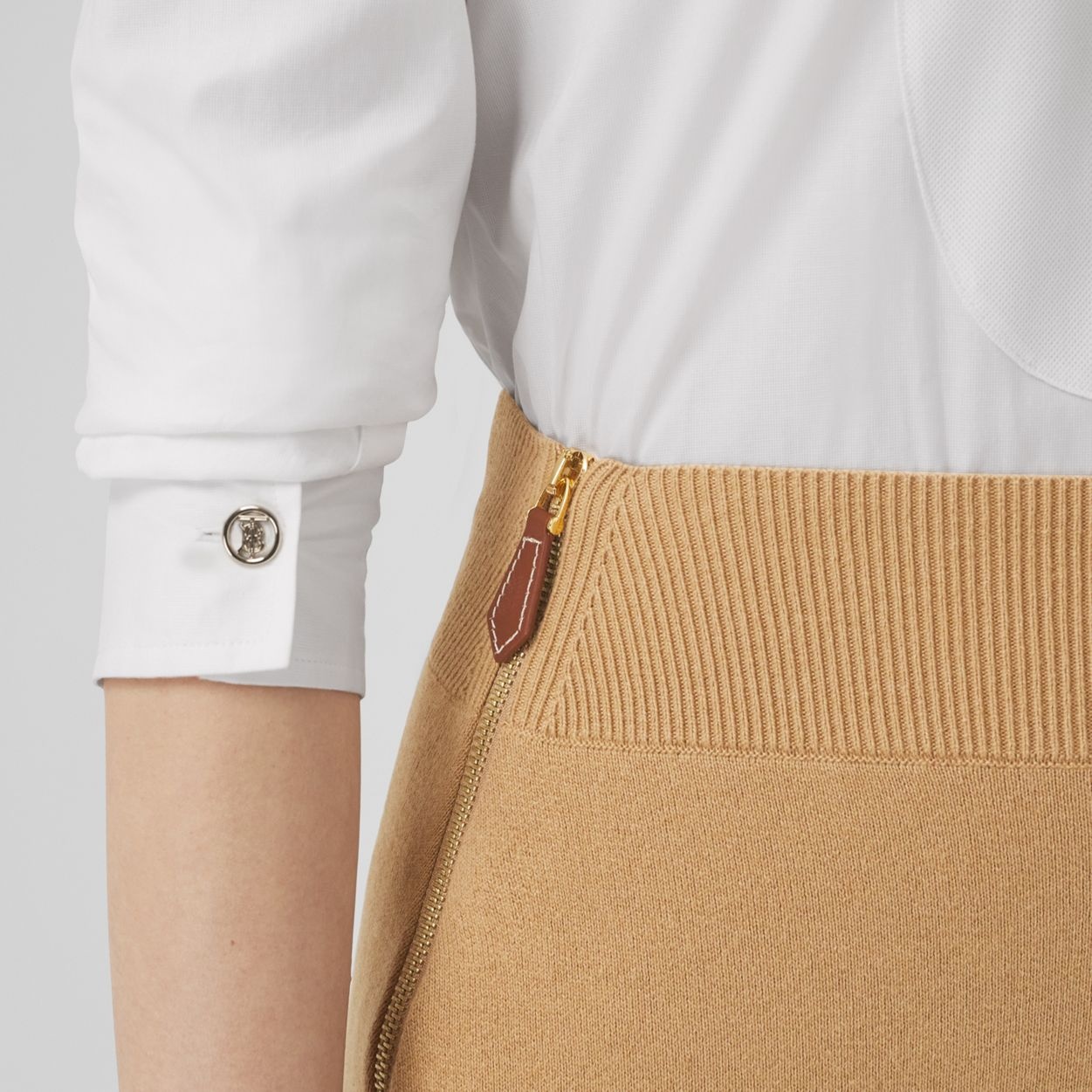 Monogram Motif Cashmere Cotton Blend Pencil Skirt - 5