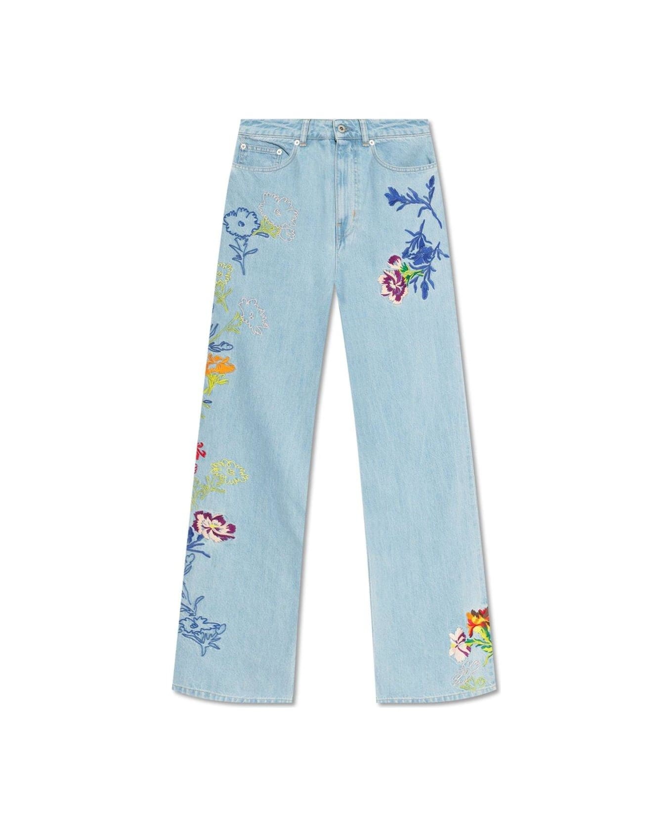 KENZO Sumire Drawn Flowers High Waist Jeans | italist
