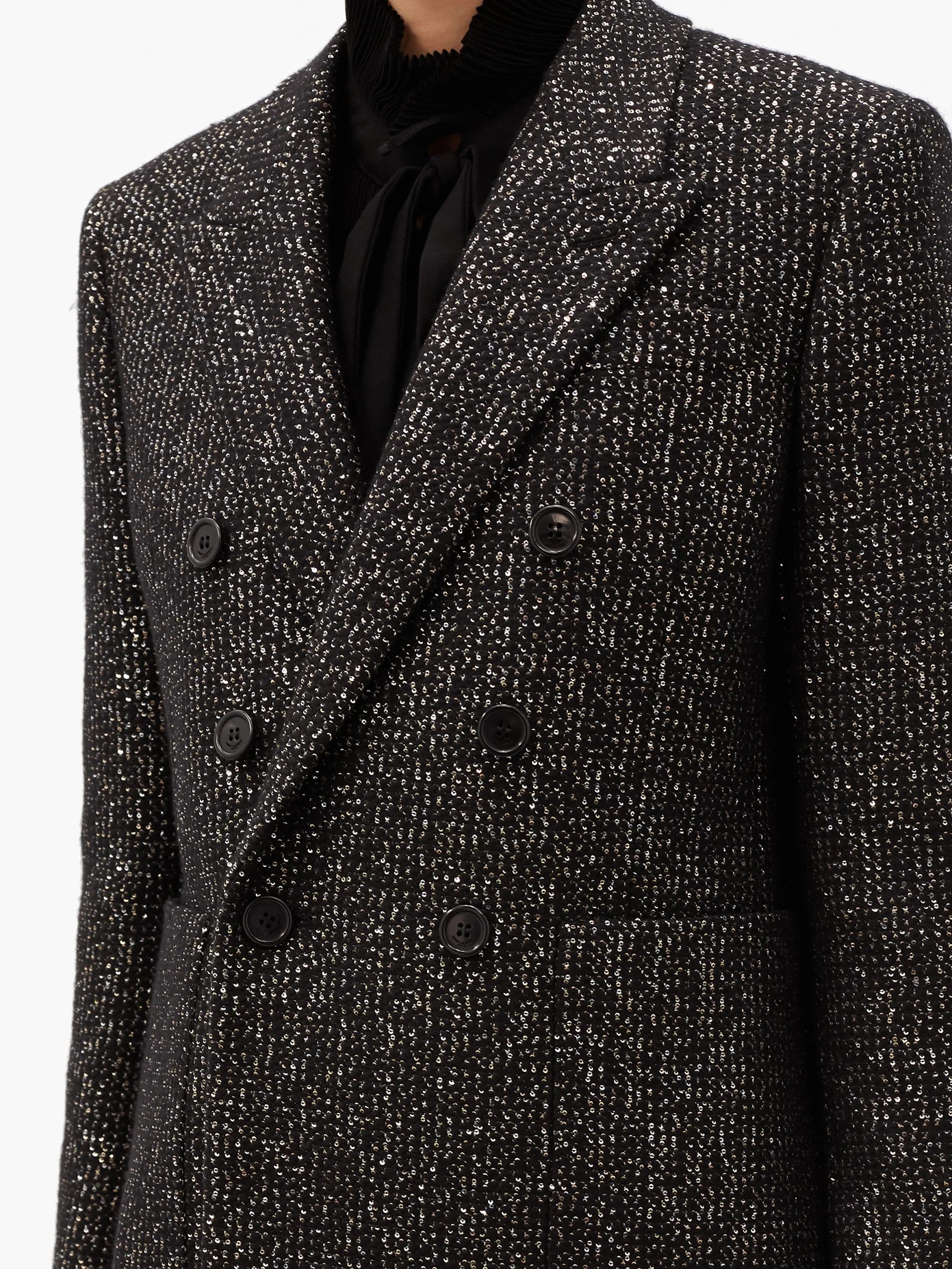 Sequinned wool-blend double-breasted jacket - 3