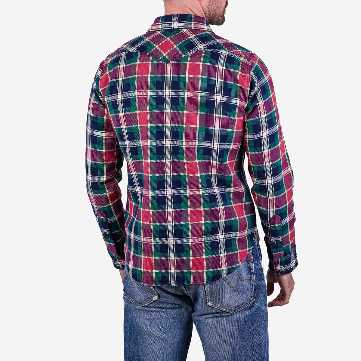 Ultra Heavy Flannel Crazy Check Western Shirt - Navy - 3