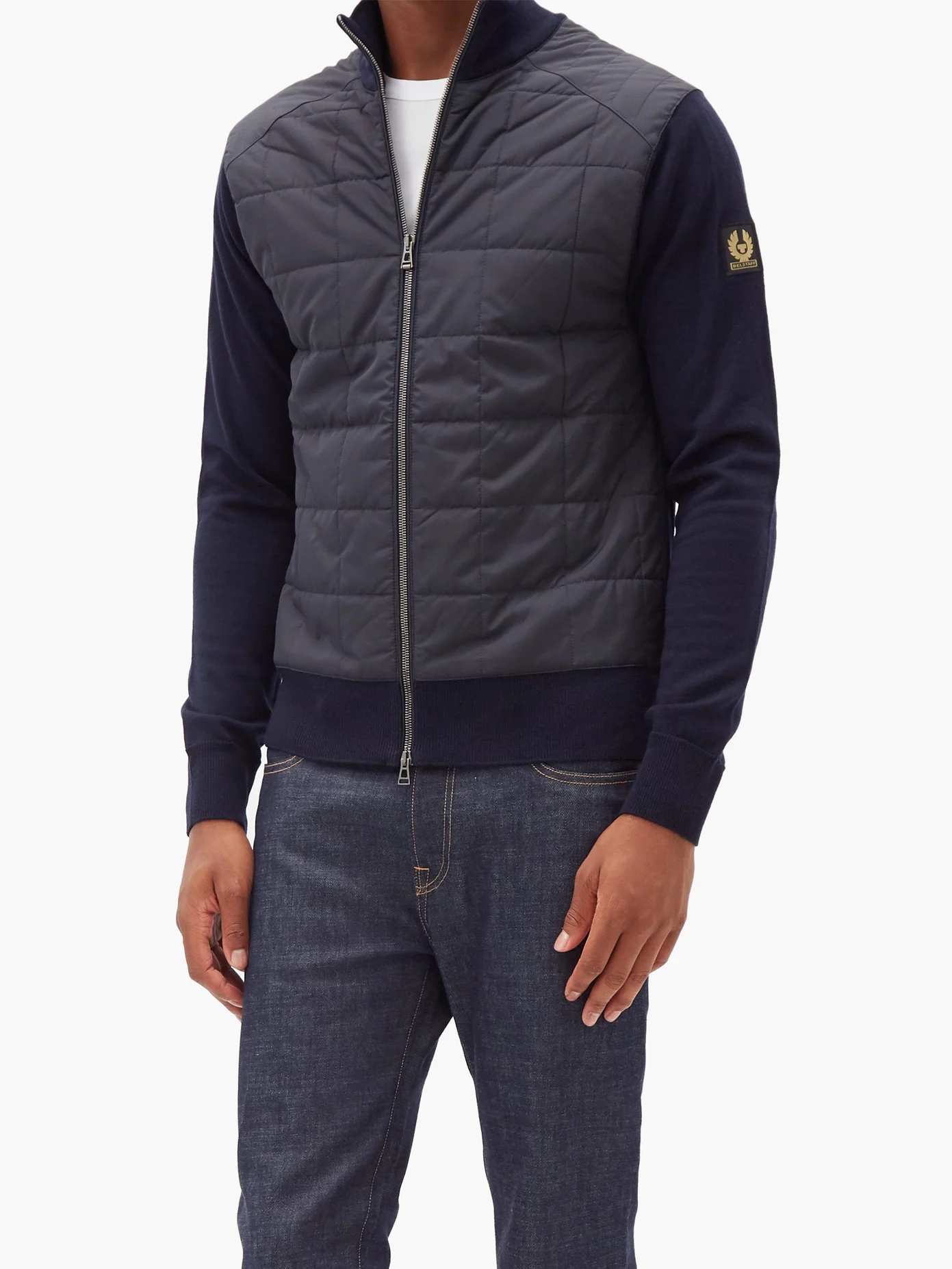 Kelby quilted-panel zip-through wool cardigan - 6