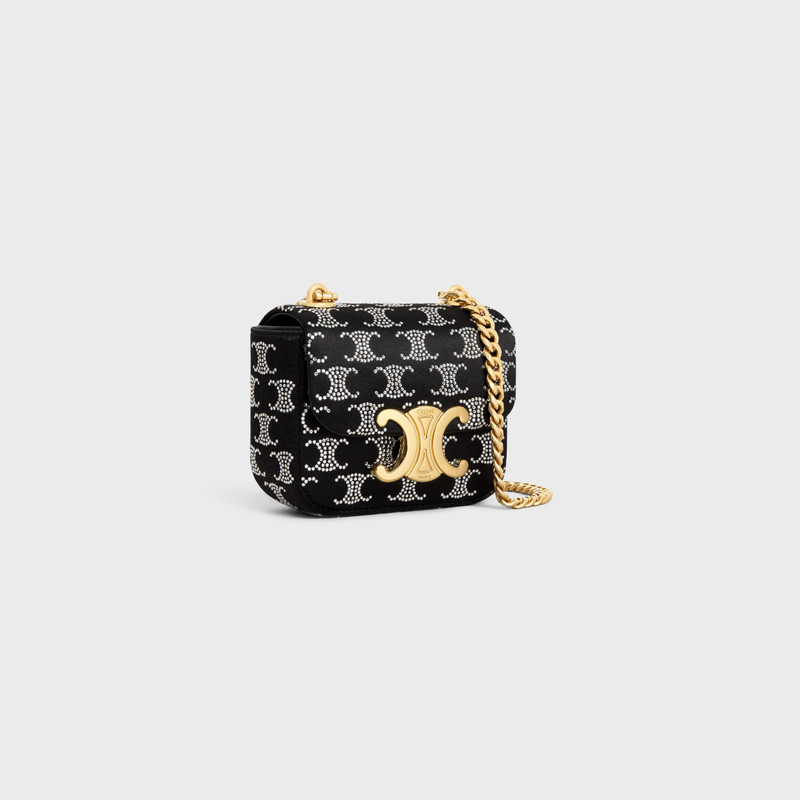CELINE MINI CHAIN CLAUDE in SATIN WITH TRIOMPHE STRASS outlook