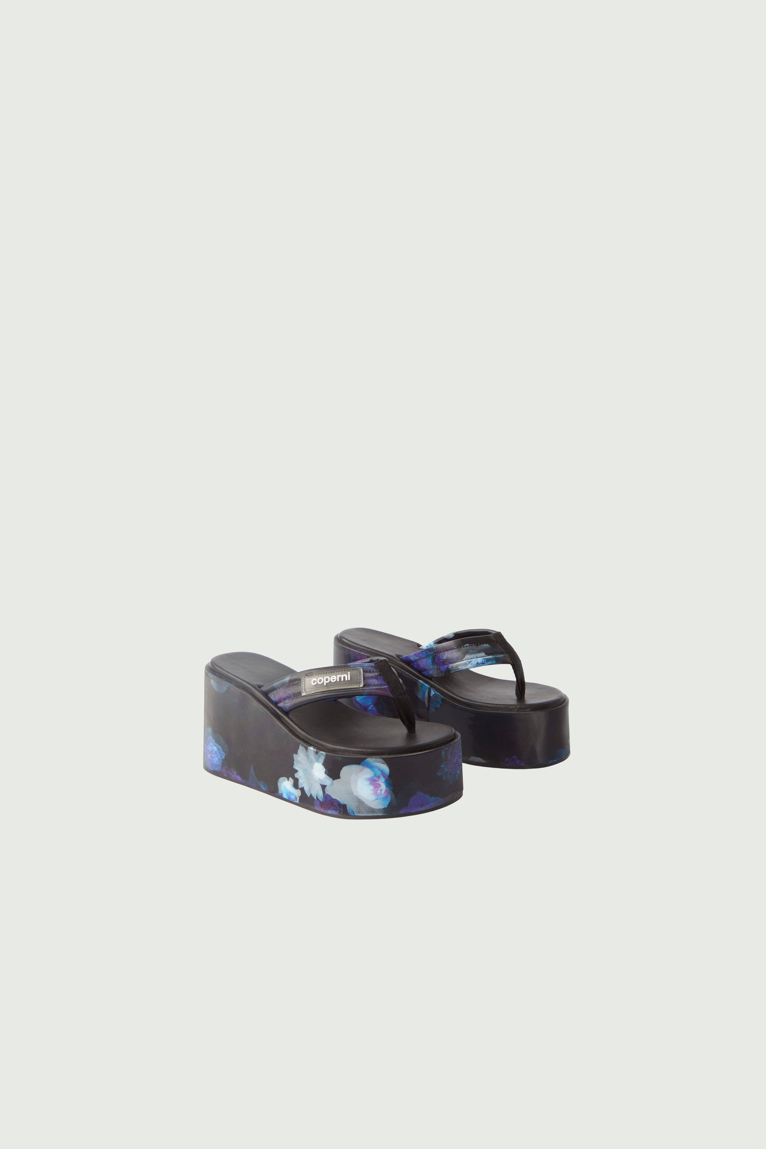 サンダル・ミュール COPERNI Women Sandals COPSH29223 BLUE BLACK black Holographic Wedge Sandals (COPSH09223-BLUE-BLACK)