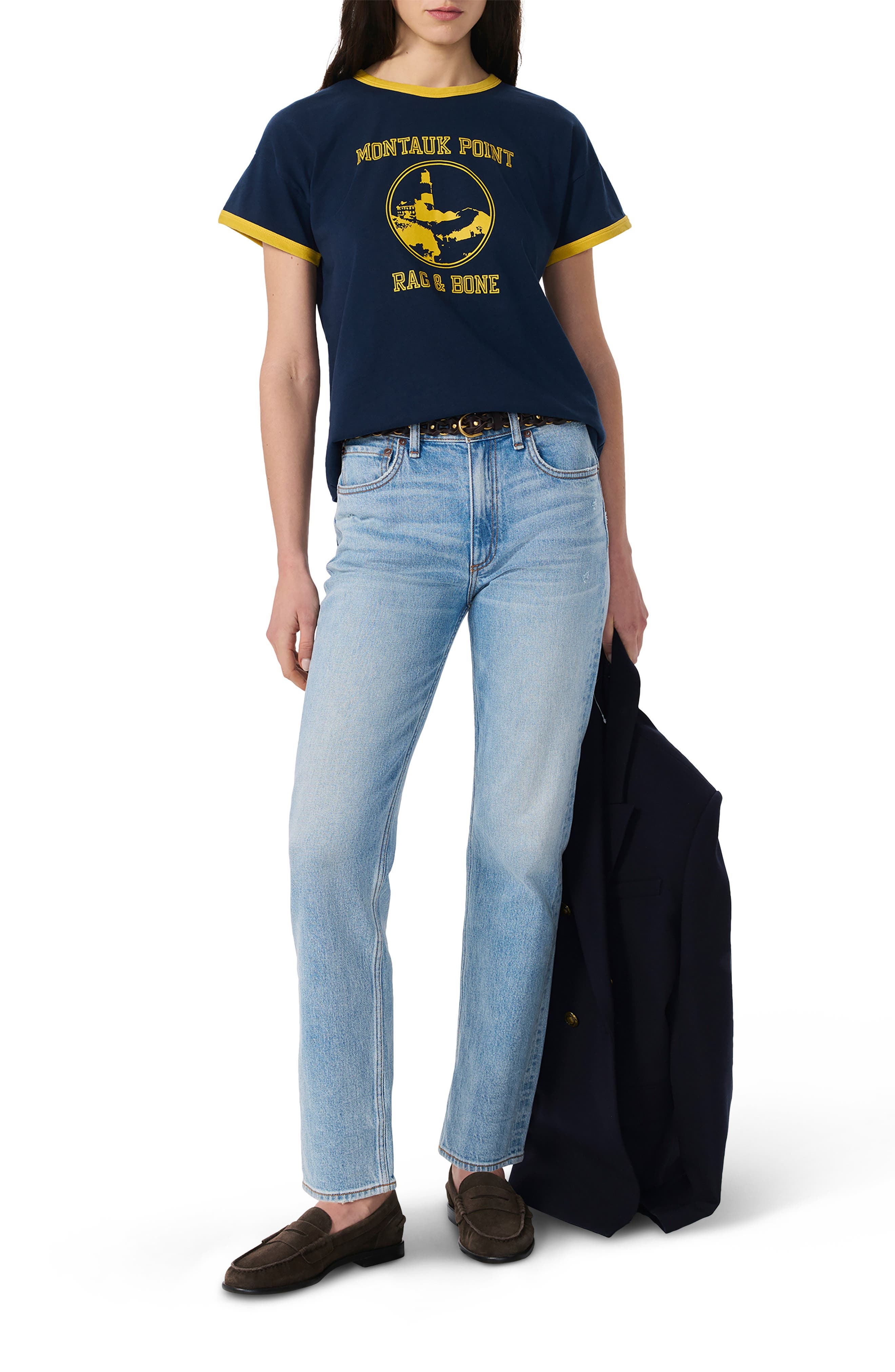 rag & bone Montauk Boxy Ringer T-Shirt in Navy at Nordstrom - 5