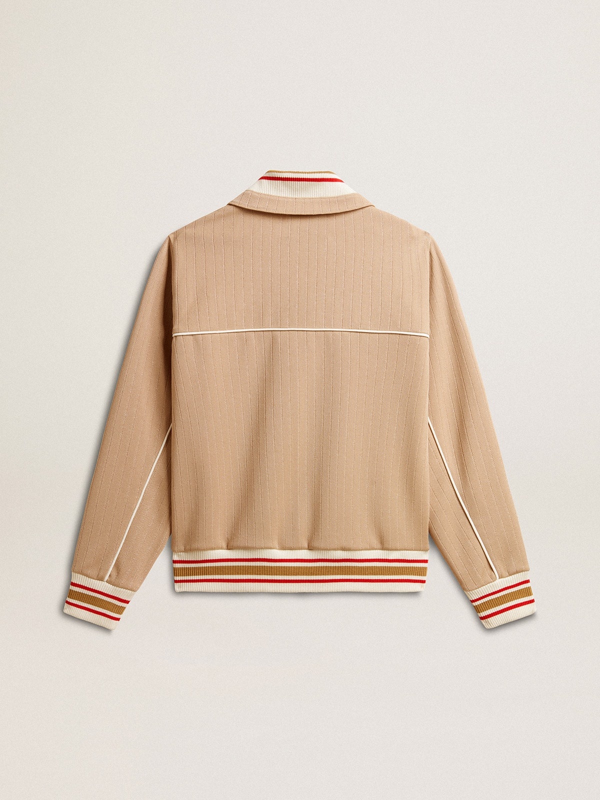 Women’s light beige zipped sweatshirt with white logo - 6