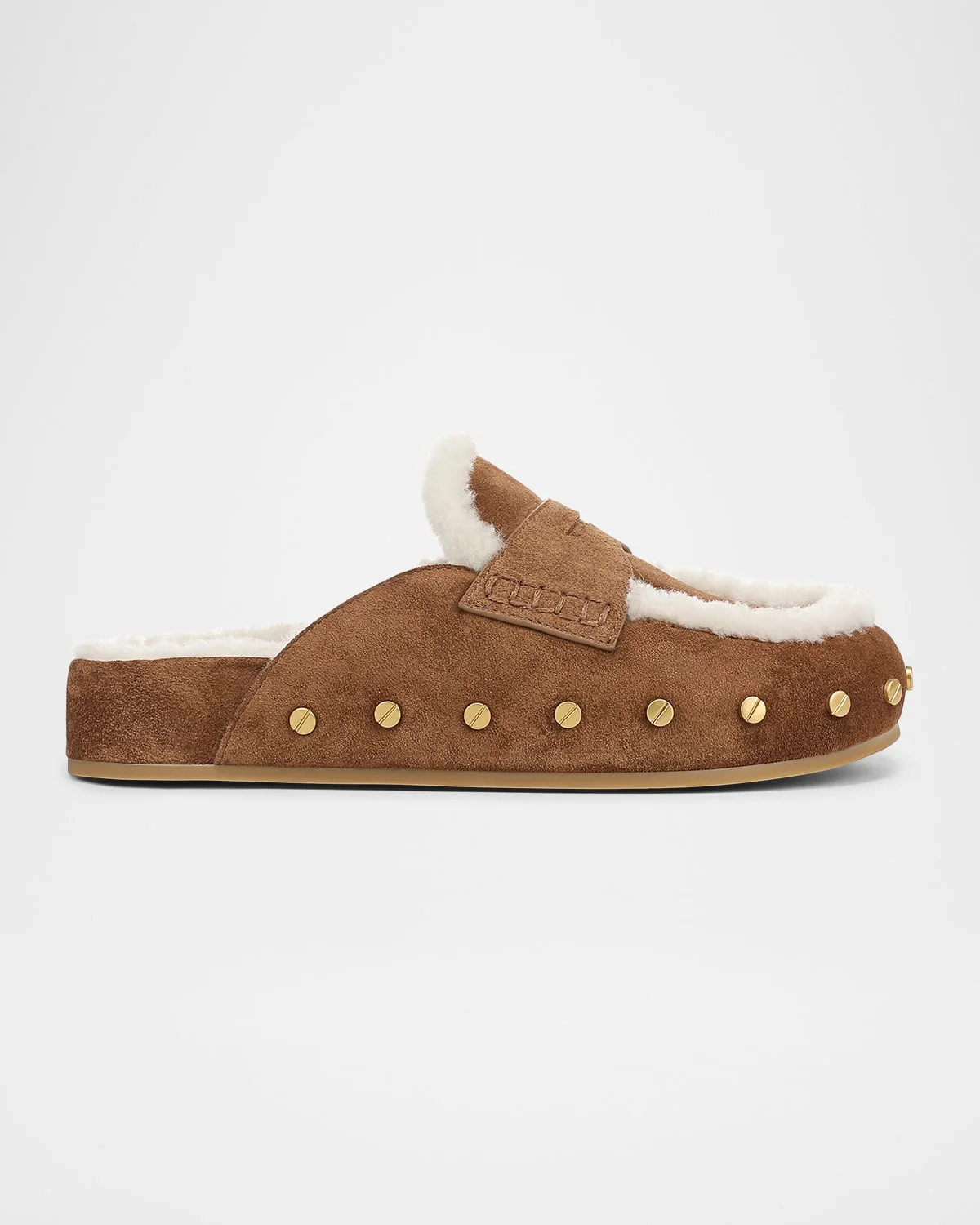 Fenix Studded Shearling Loafer Mules - 1