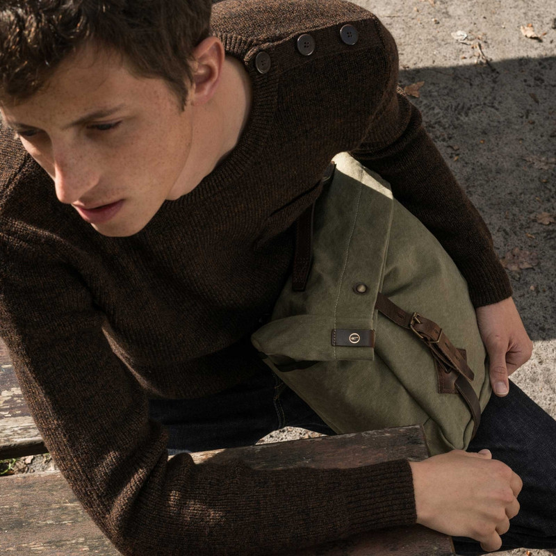 GASTON MUSETTE SATCHEL BAG - DARK KHAKI STONEWASHED 6