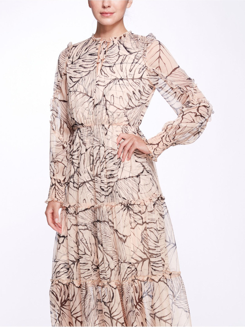 LONG SLEEVE TIERED MIDI DRESS 4