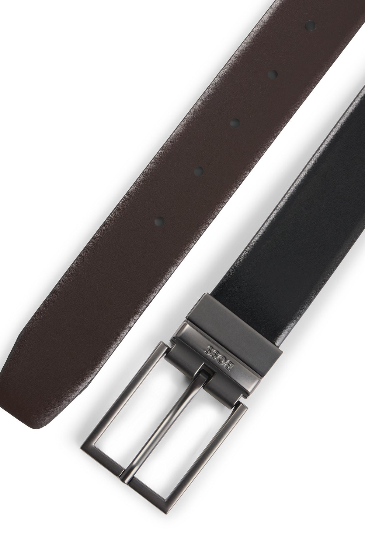 REVERSIBLE LEATHER BELT WITH LOGO KEEPER - 3