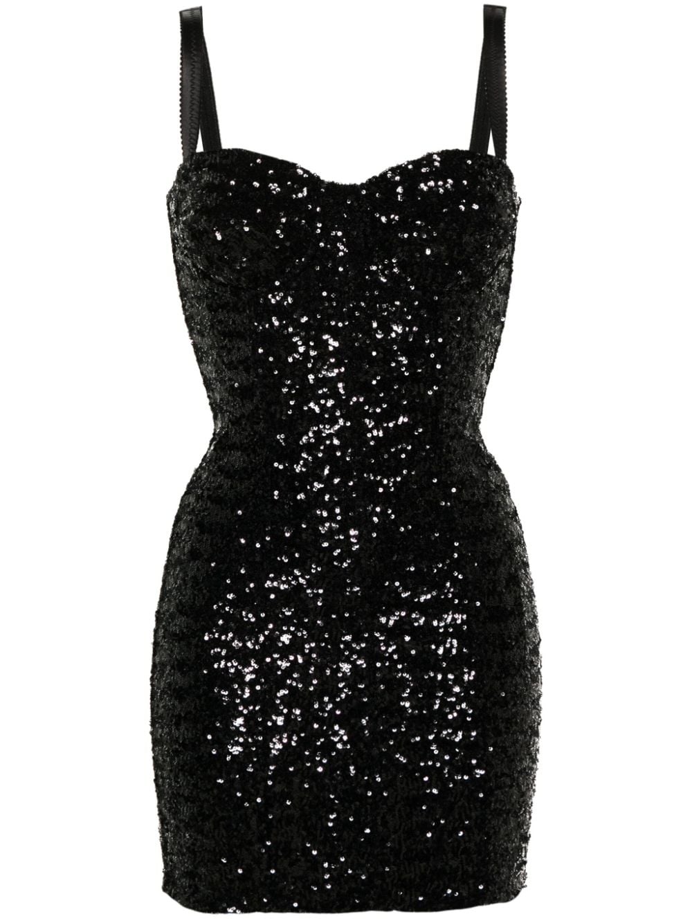 sweetheart-neck sequinned minidress - 1