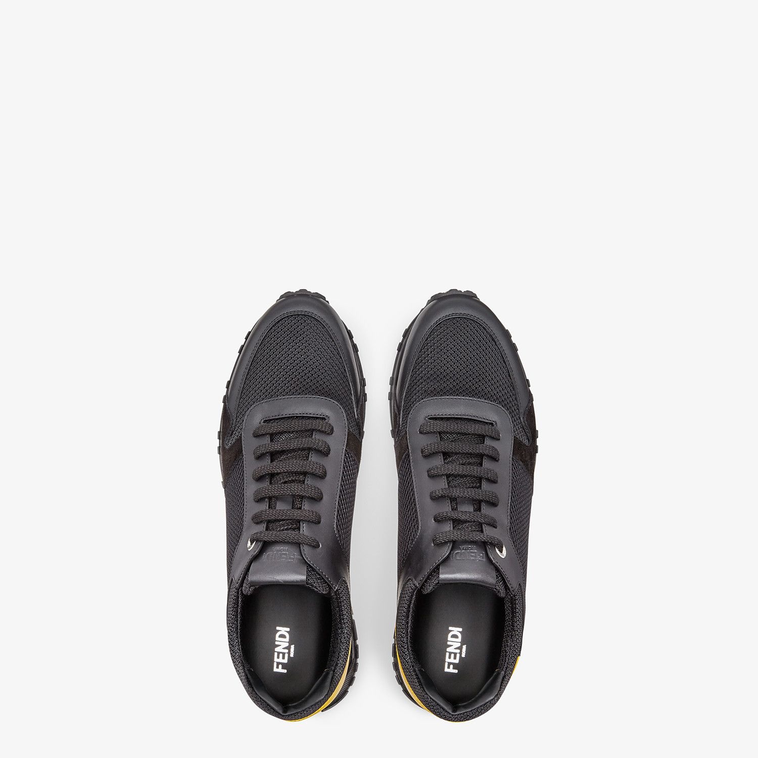 Black mesh and leather low-tops - 4