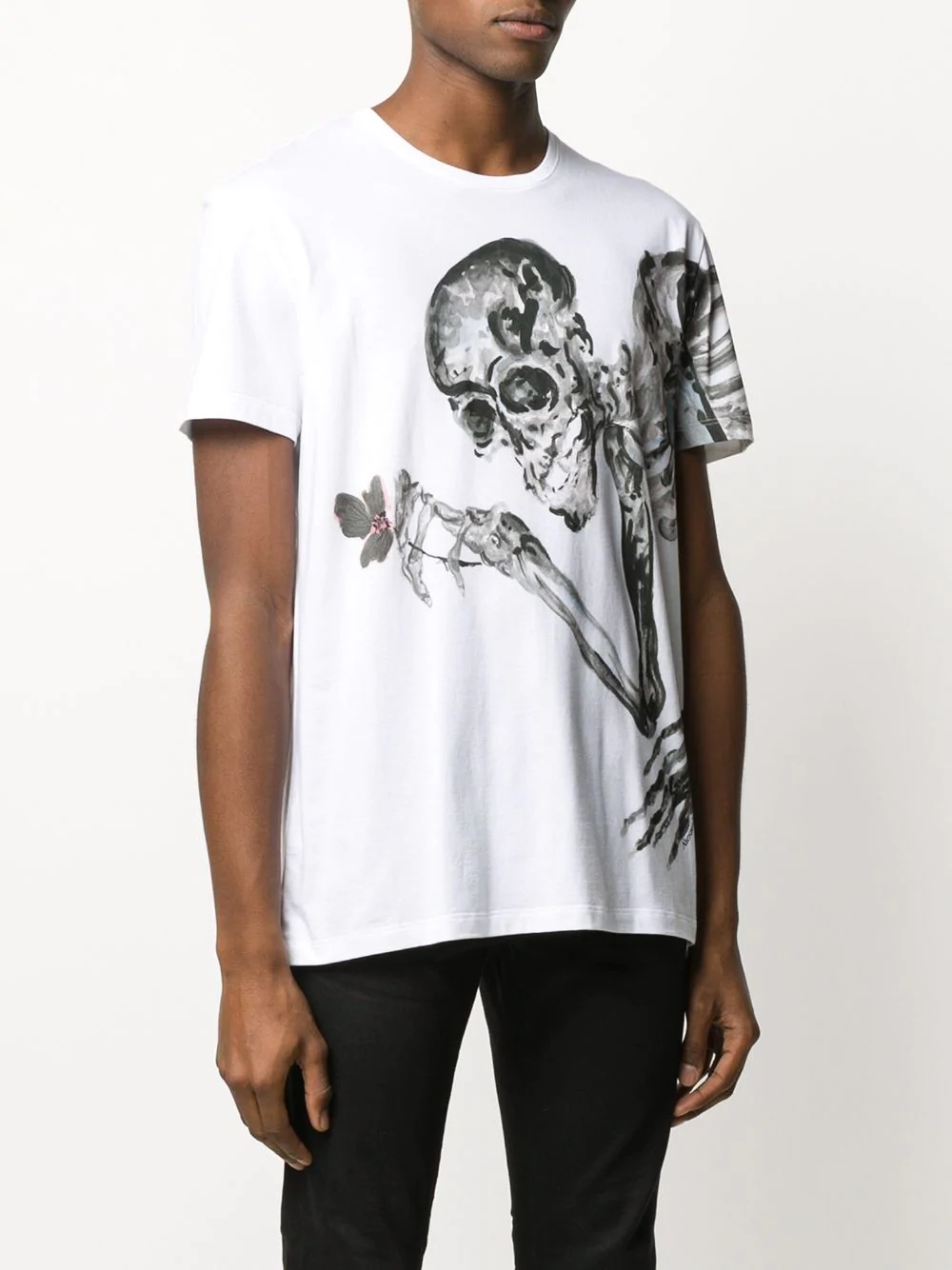 skull flower printed T-shirt - 3