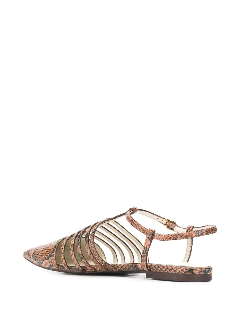 snake-effect strappy ballerina shoes - 3