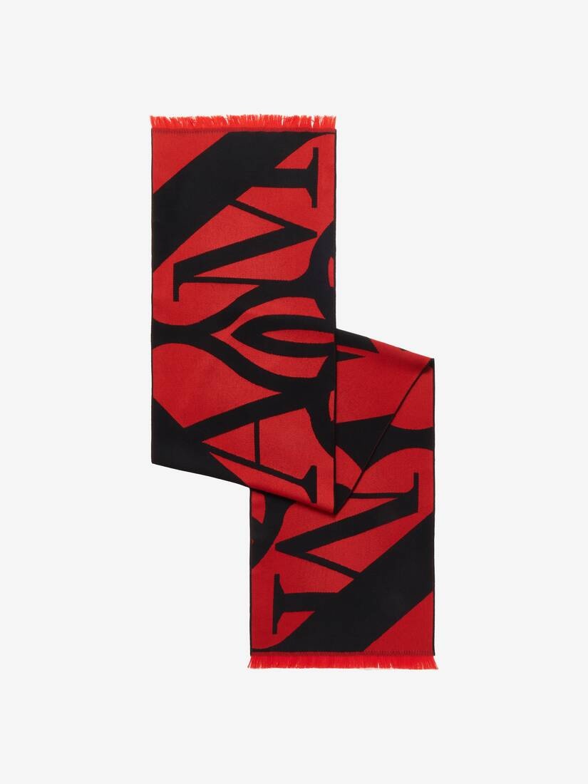 Men's Exploded Seal Logo Scarf in Scarlet/black - 3