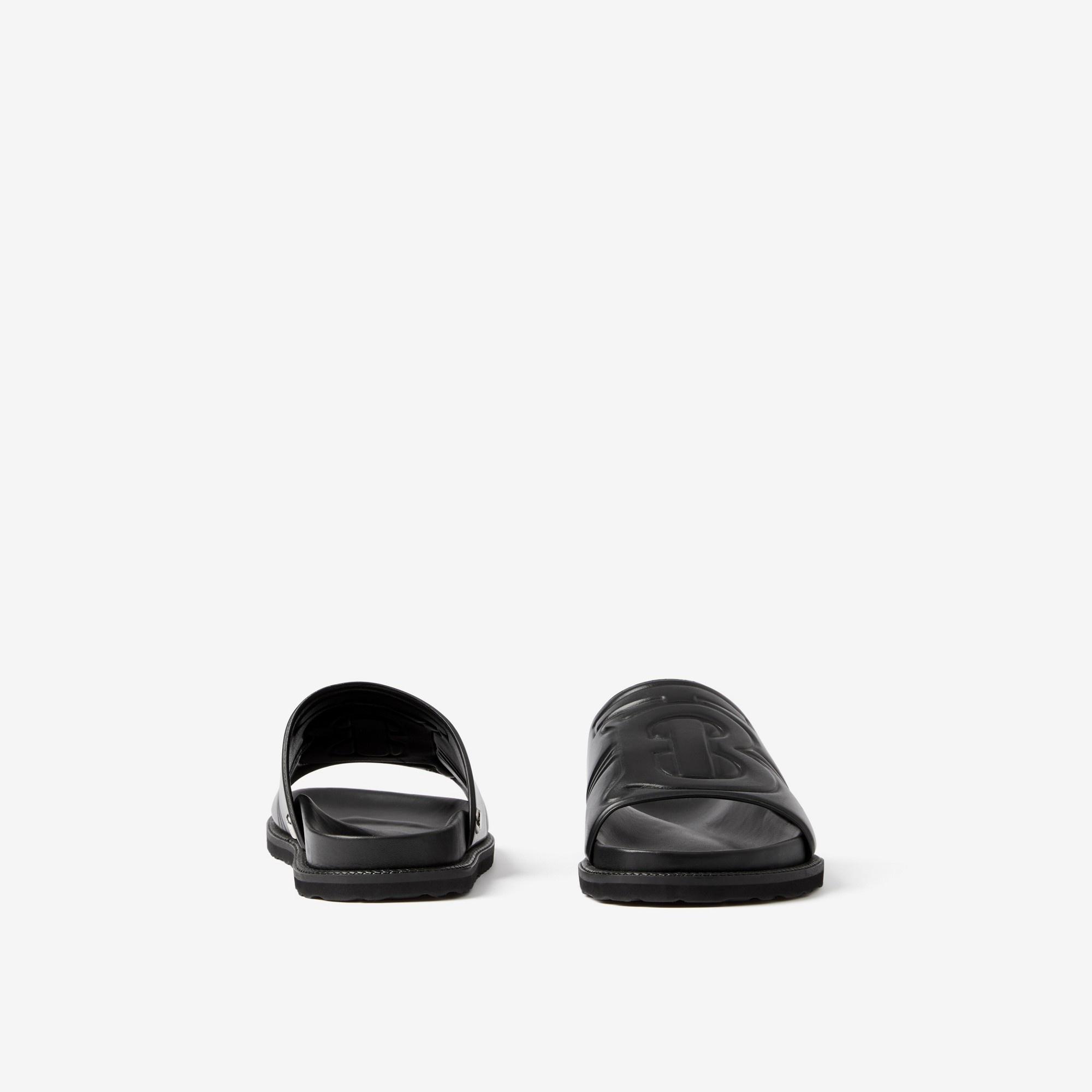 Embossed Monogram Motif Leather Slides - 4