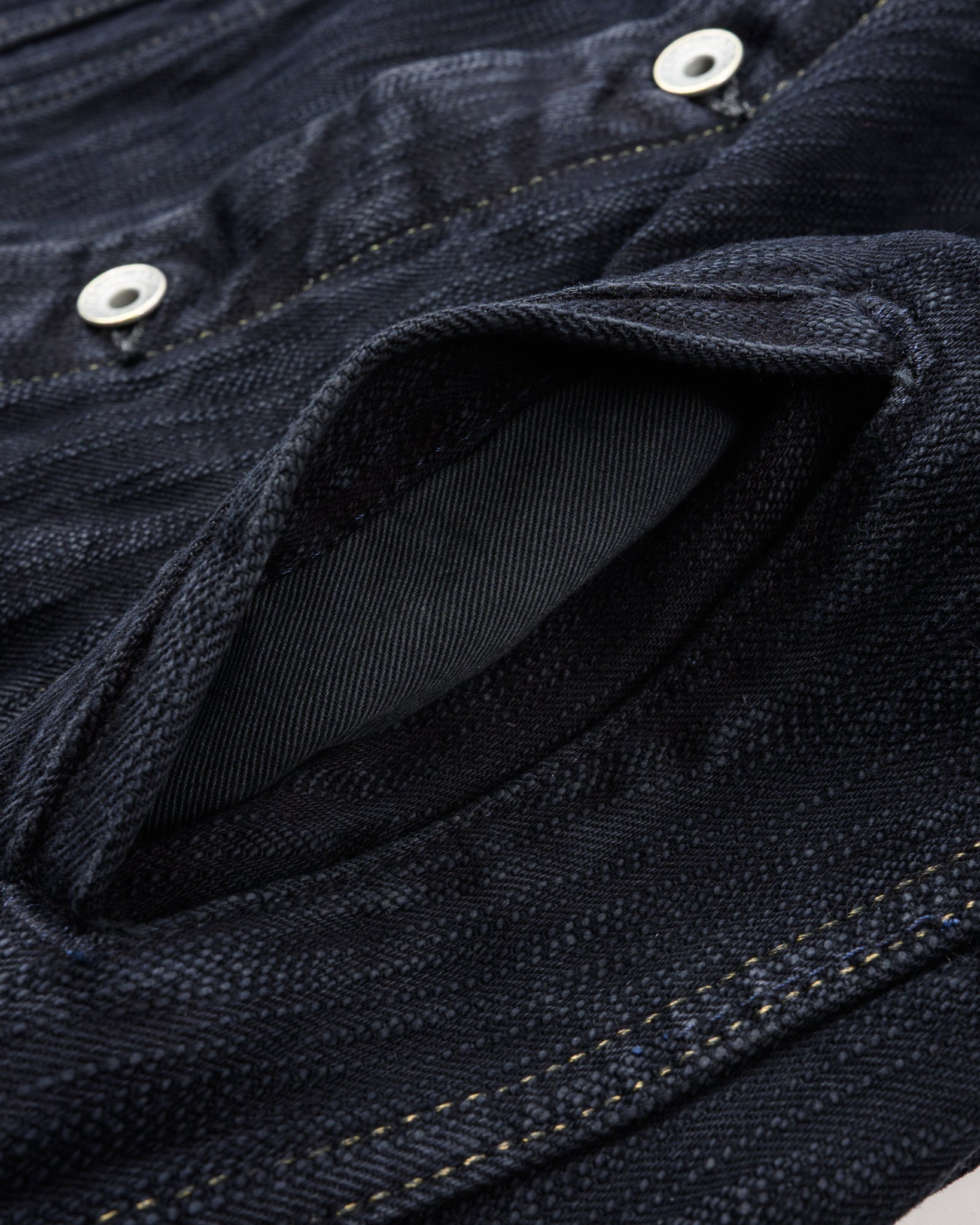 IH-526J-SLBod 16oz Slubby Selvedge Denim Type III Jacket - Indigo Overdyed Black - 13