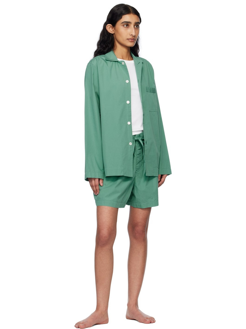 TEKLA Green Poplin Pyjama Shorts outlook