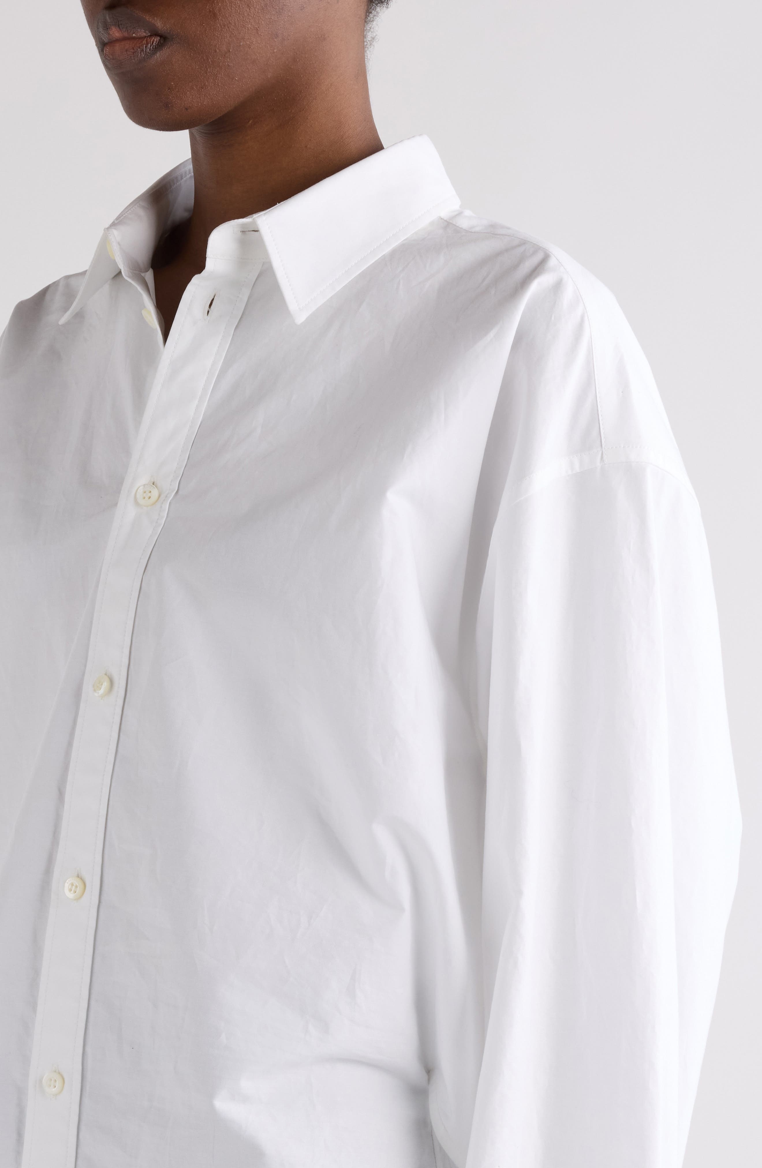 Balenciaga Semifitted Button-Up Shirt in 9000 White at Nordstrom - 5