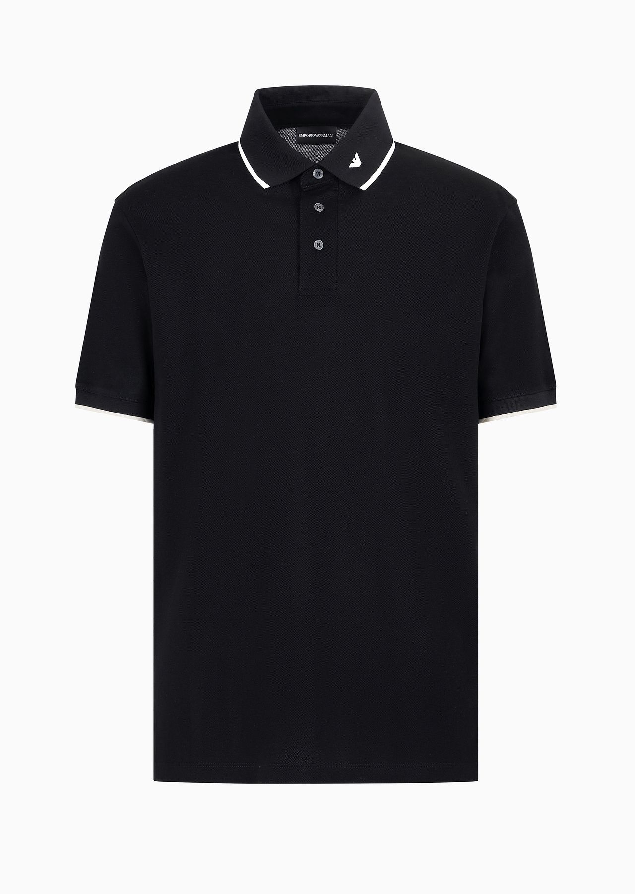 Mercerised piqué polo shirt with micro eagle embroidery - 1