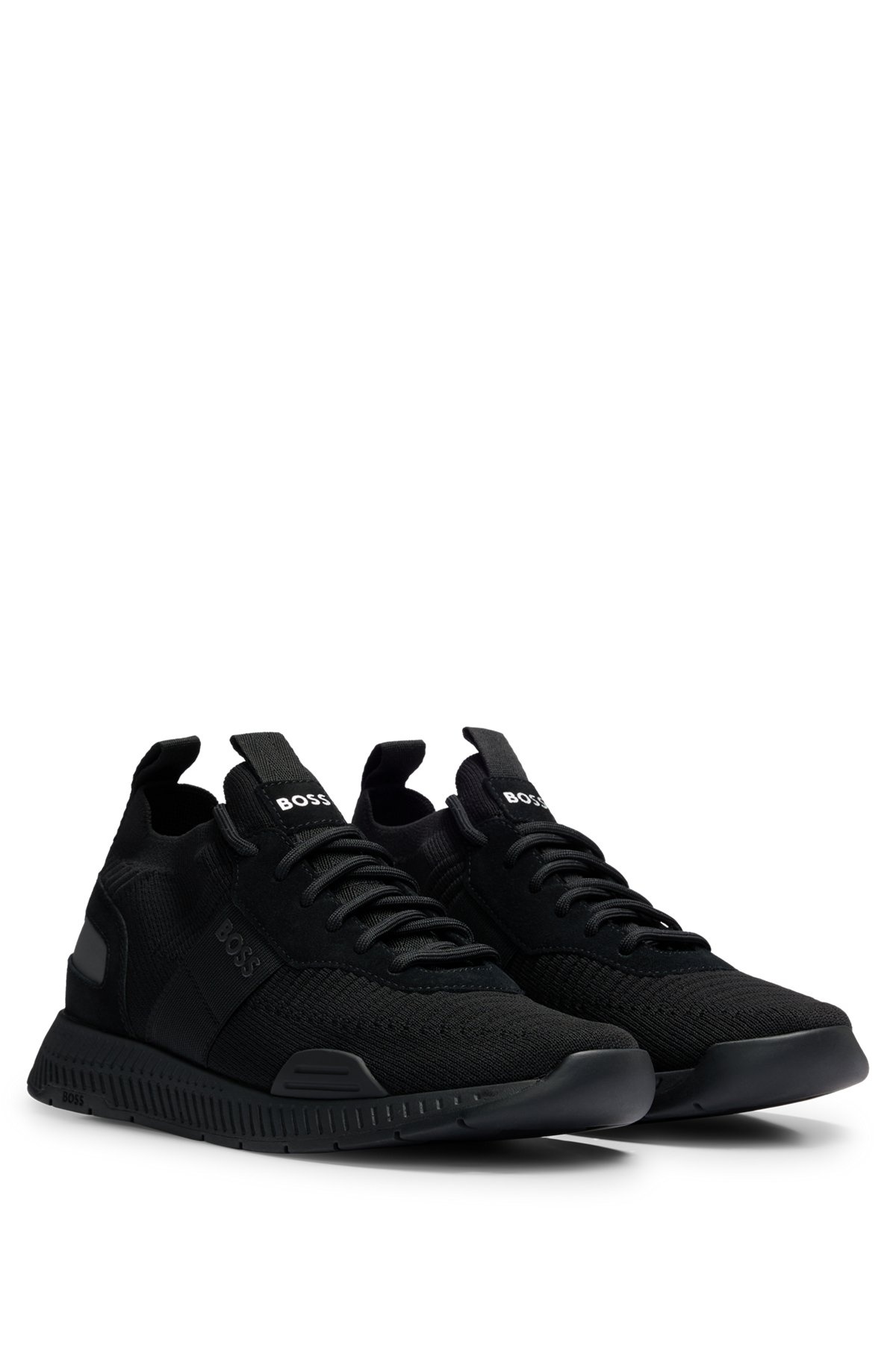KNITTED-UPPER TRAINERS WITH BRANDING AND SUEDE TRIMS - 2