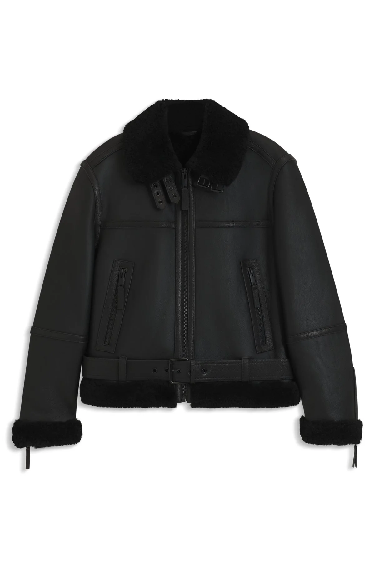 SHEARLING-TRIM JACKET IN LEATHER - 1